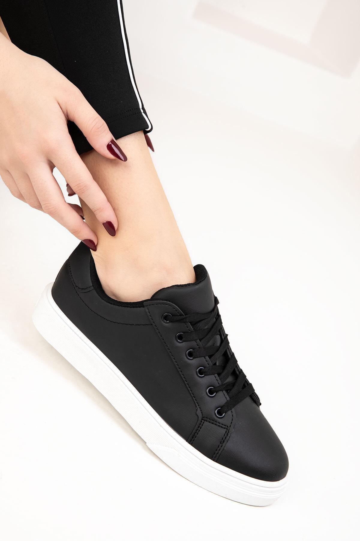 Black Lace-Up Sneakers, , large image number 4