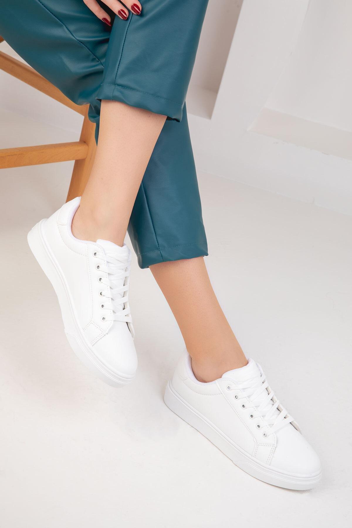 White Lace-Up Sneakers, , large image number 0