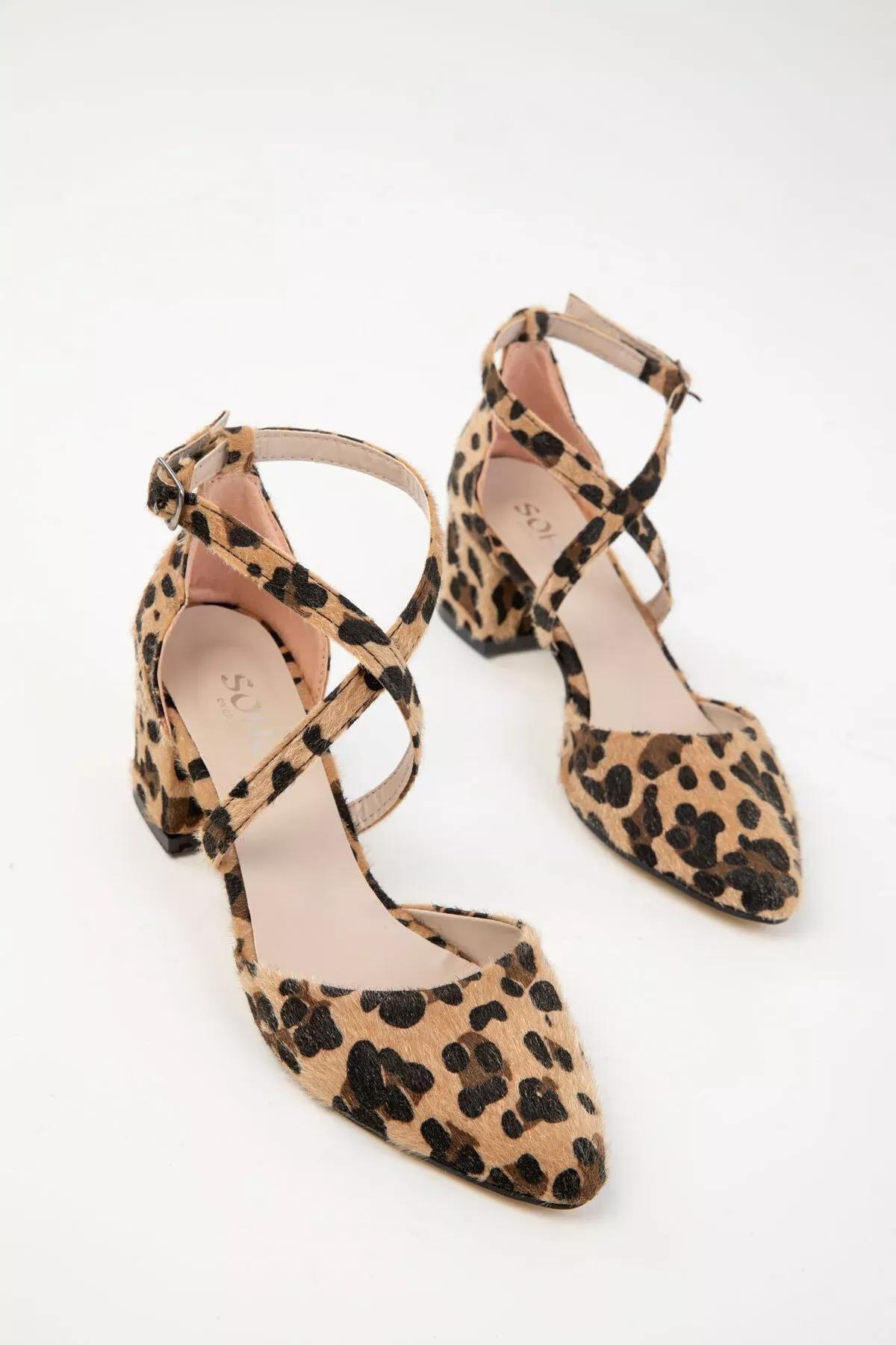 Brown Leopard Classic High Heel Sandals, Leopard, large image number 1