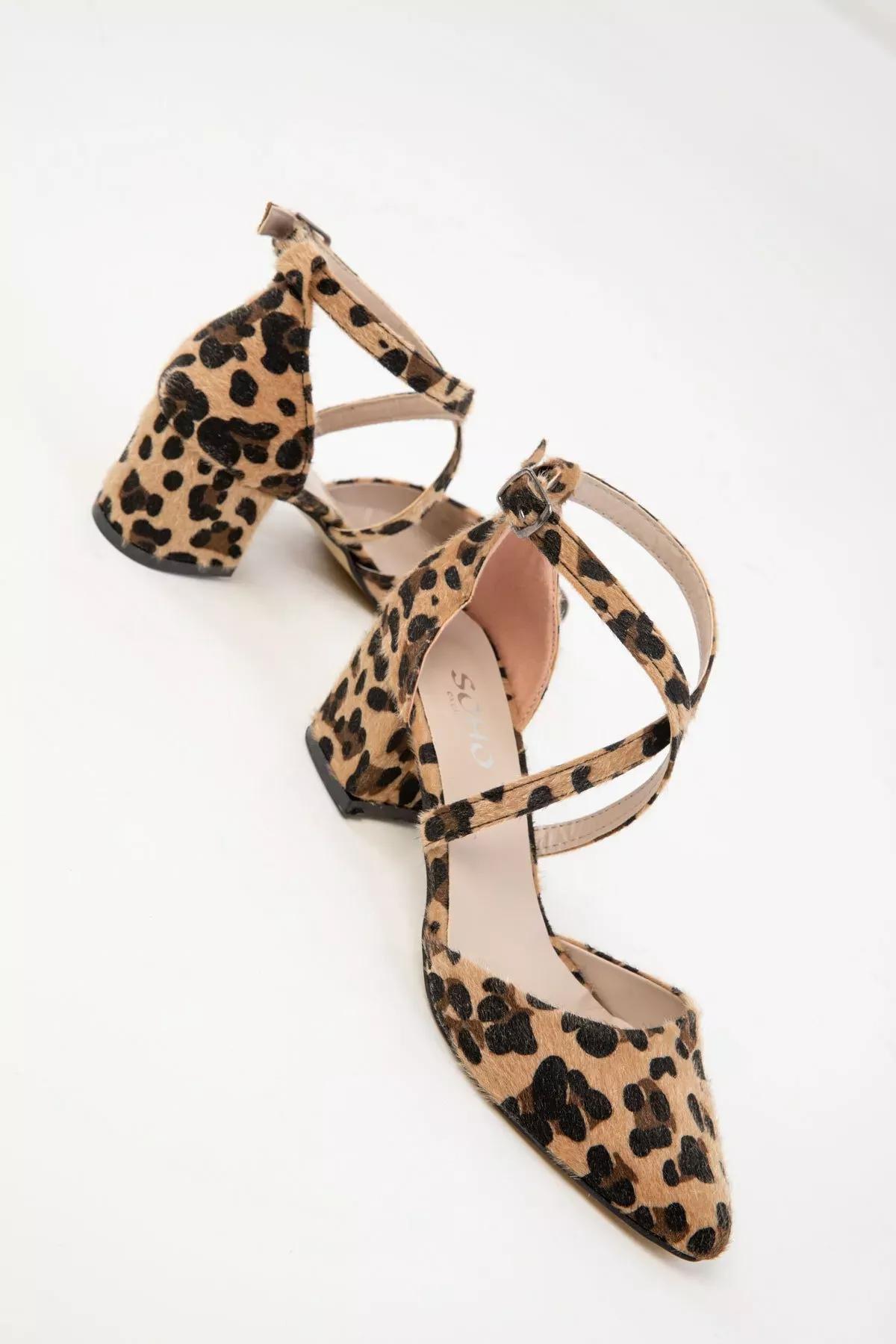 Brown Leopard Classic High Heel Sandals, Leopard, large image number 3