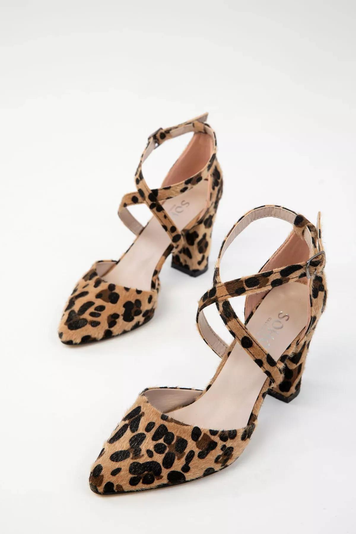 Brown Leopard Classic High Heel Sandals, , large image number 1