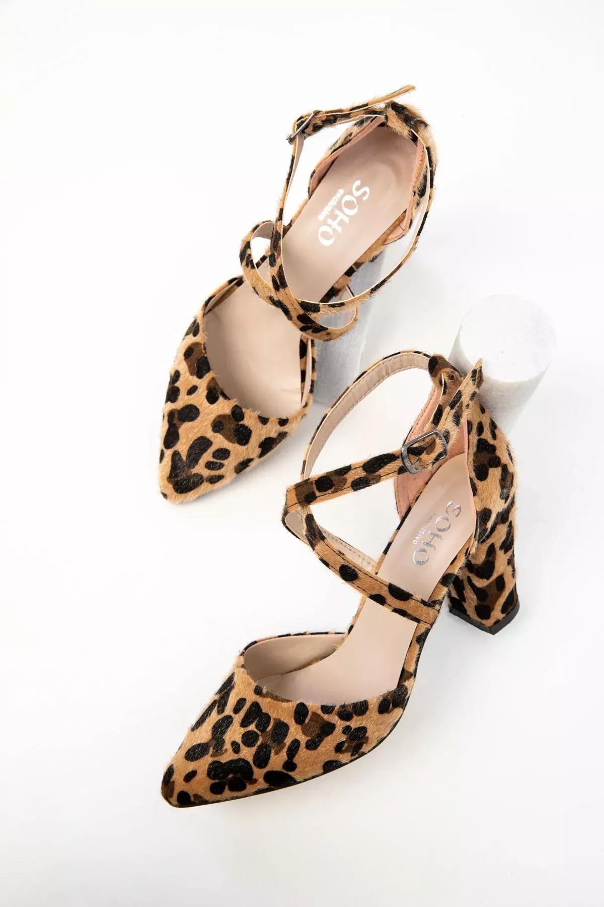 Brown Leopard Classic High Heel Sandals, , large image number 3