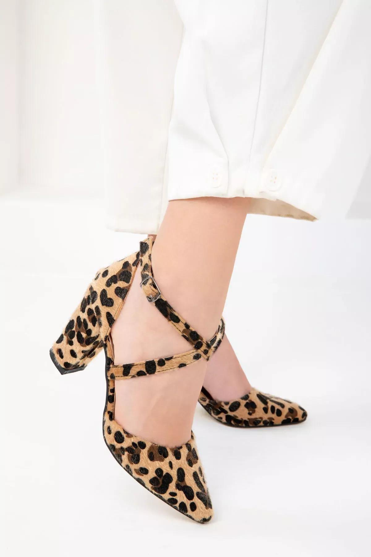 Brown Leopard Classic High Heel Sandals, , large image number 4