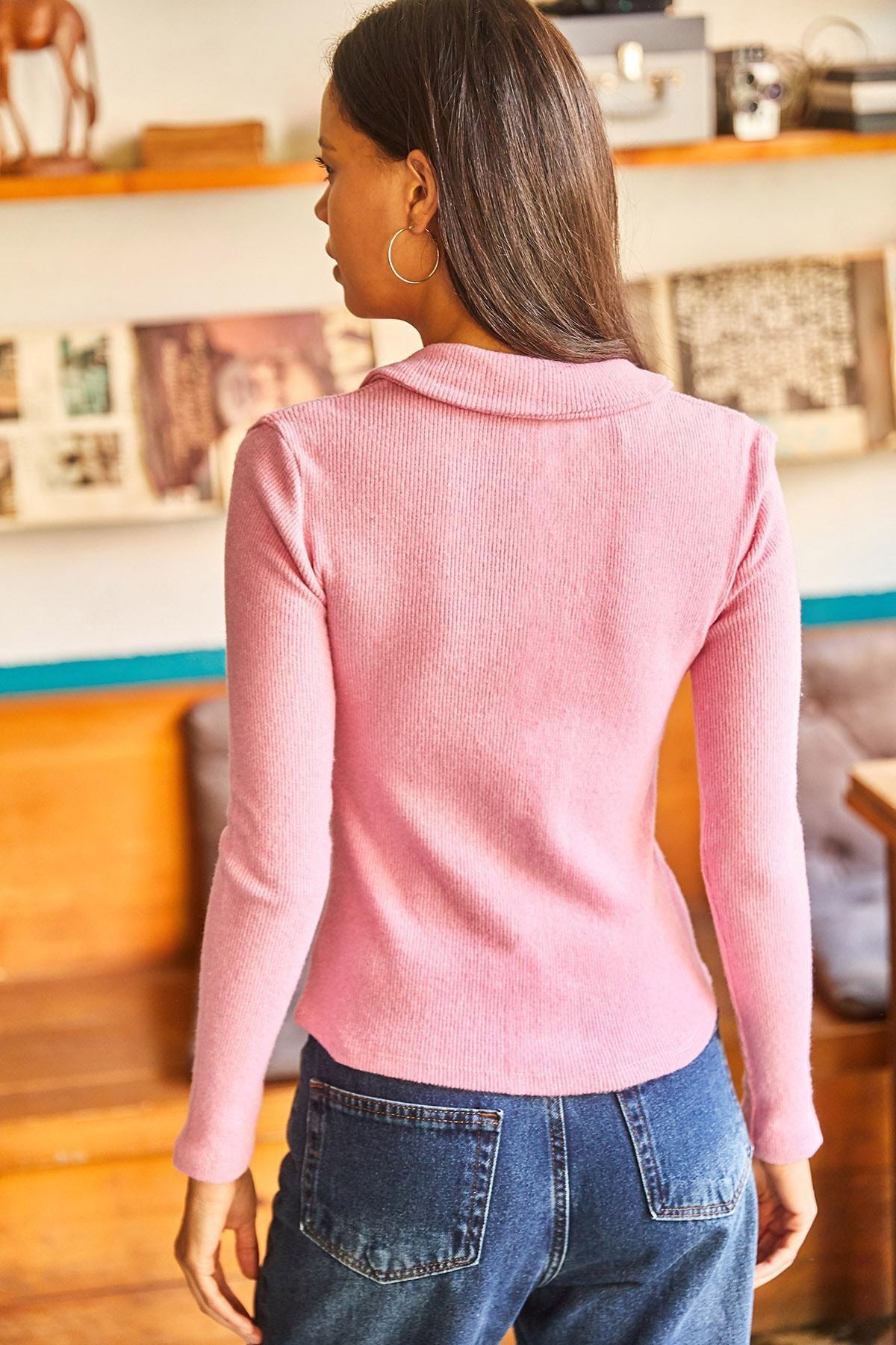 Pink Polo Neck Shark Blouse, Pink, large image number 1