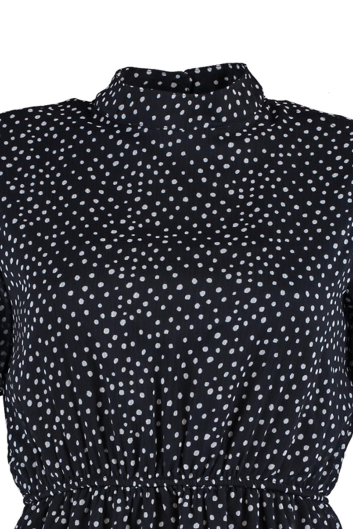 Navy Polka Dot Skater Dress, Dark blue, large image number 6
