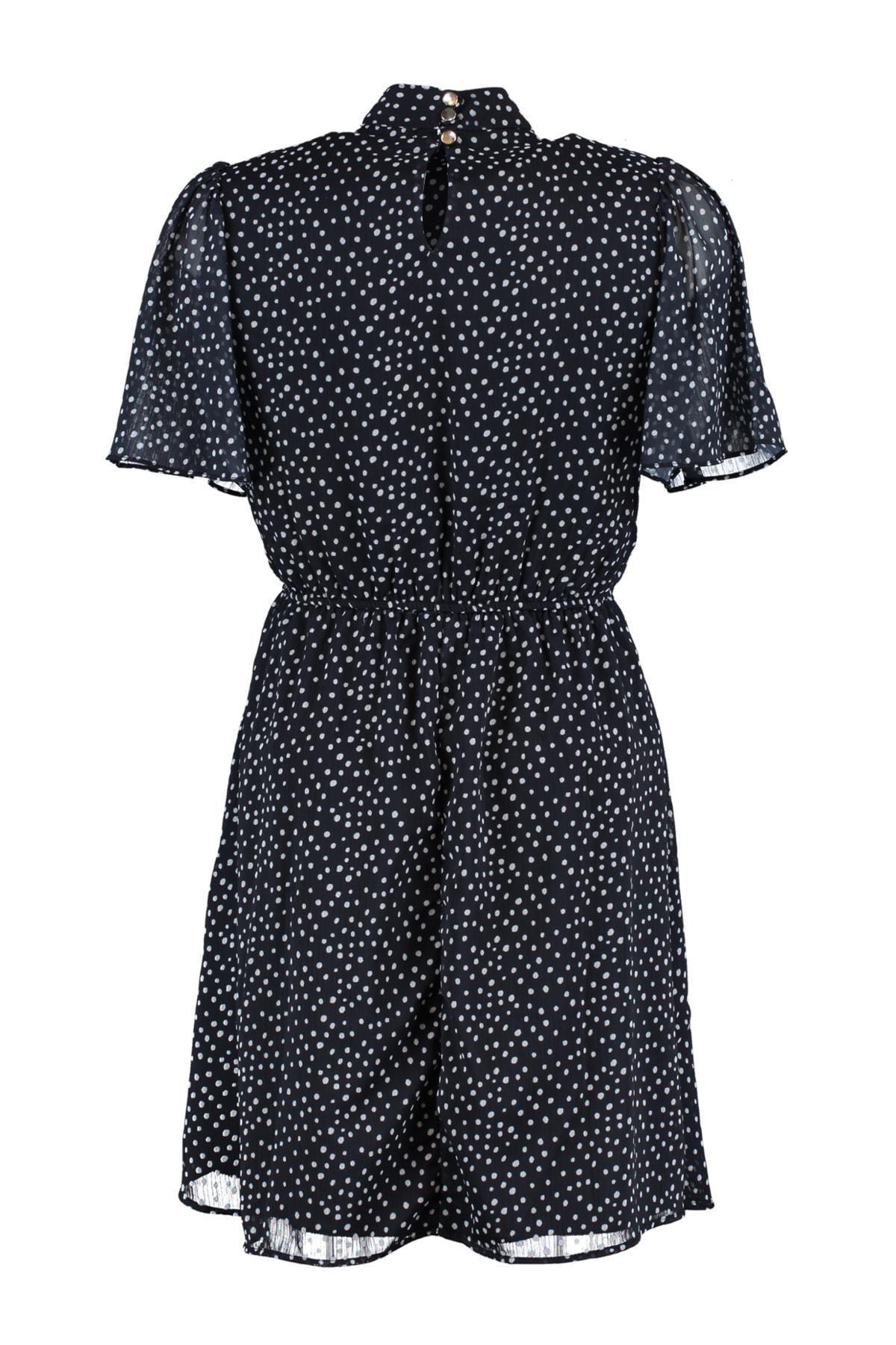 Navy Polka Dot Skater Dress, Dark blue, large image number 7