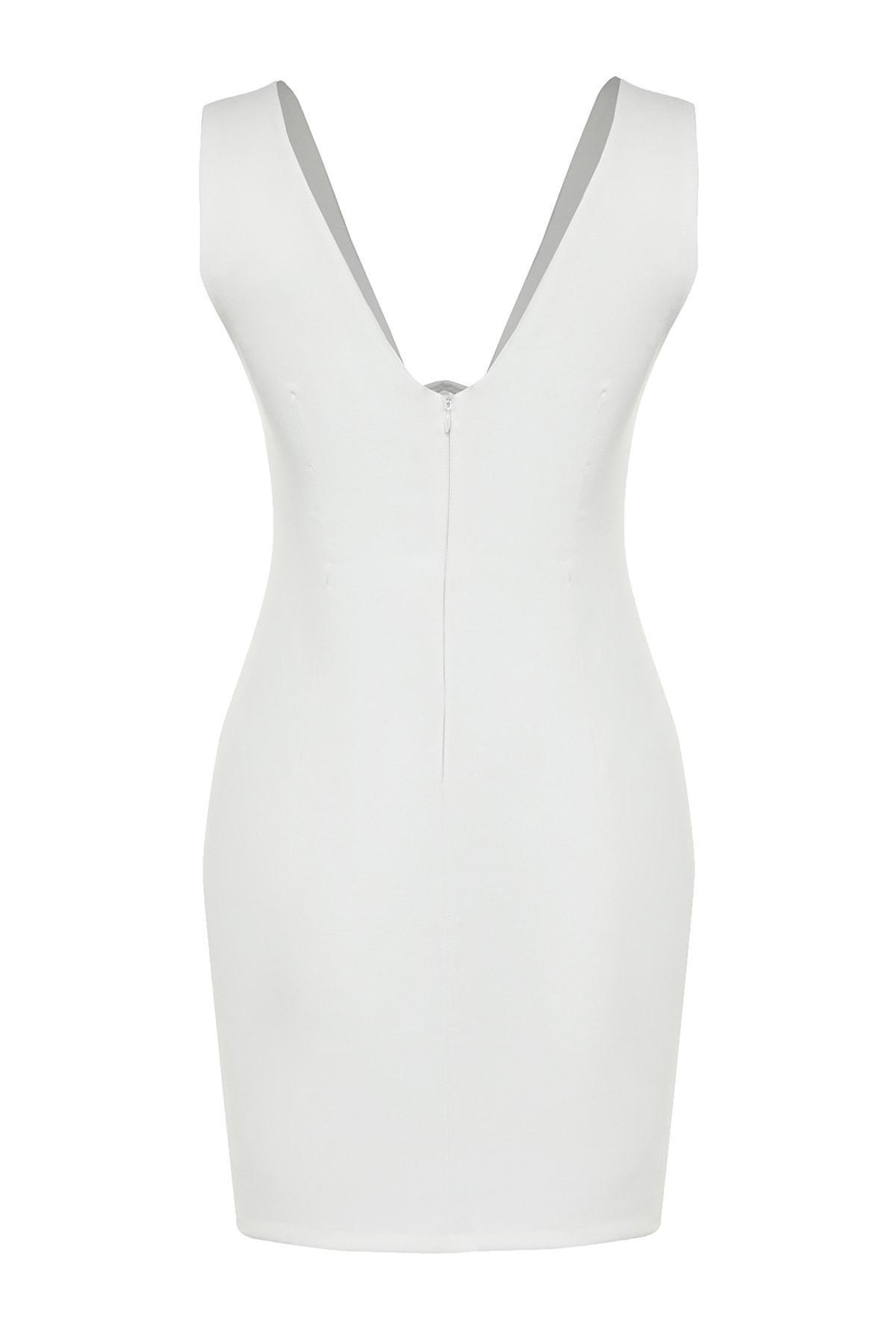 White Bodycon Square Collar Dress, , large image number 7