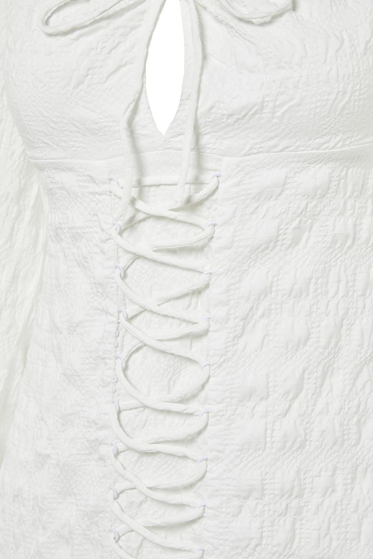 Ecru Tie Dress, , large image number 6