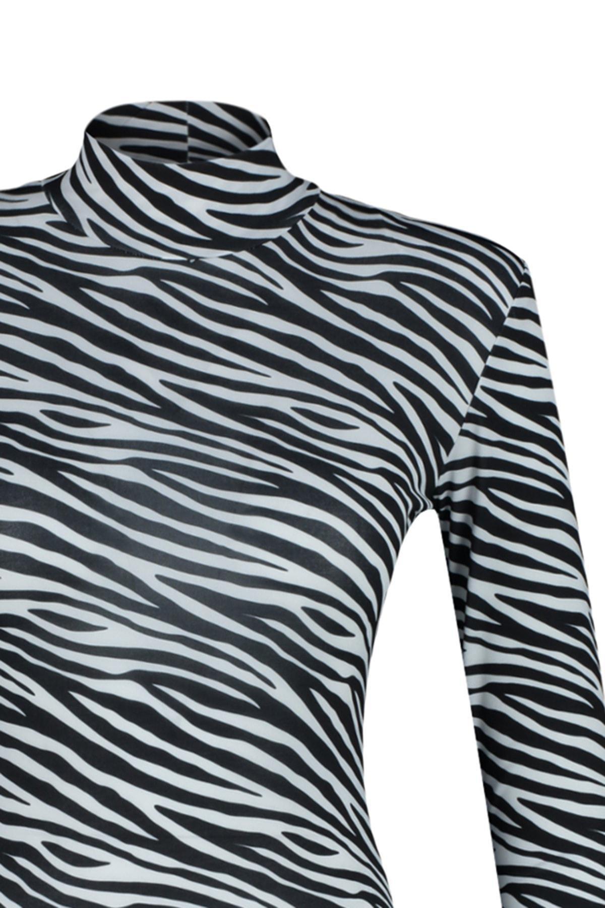 Animal Print Fitted Bodysuit, Multicolor, large image number 6