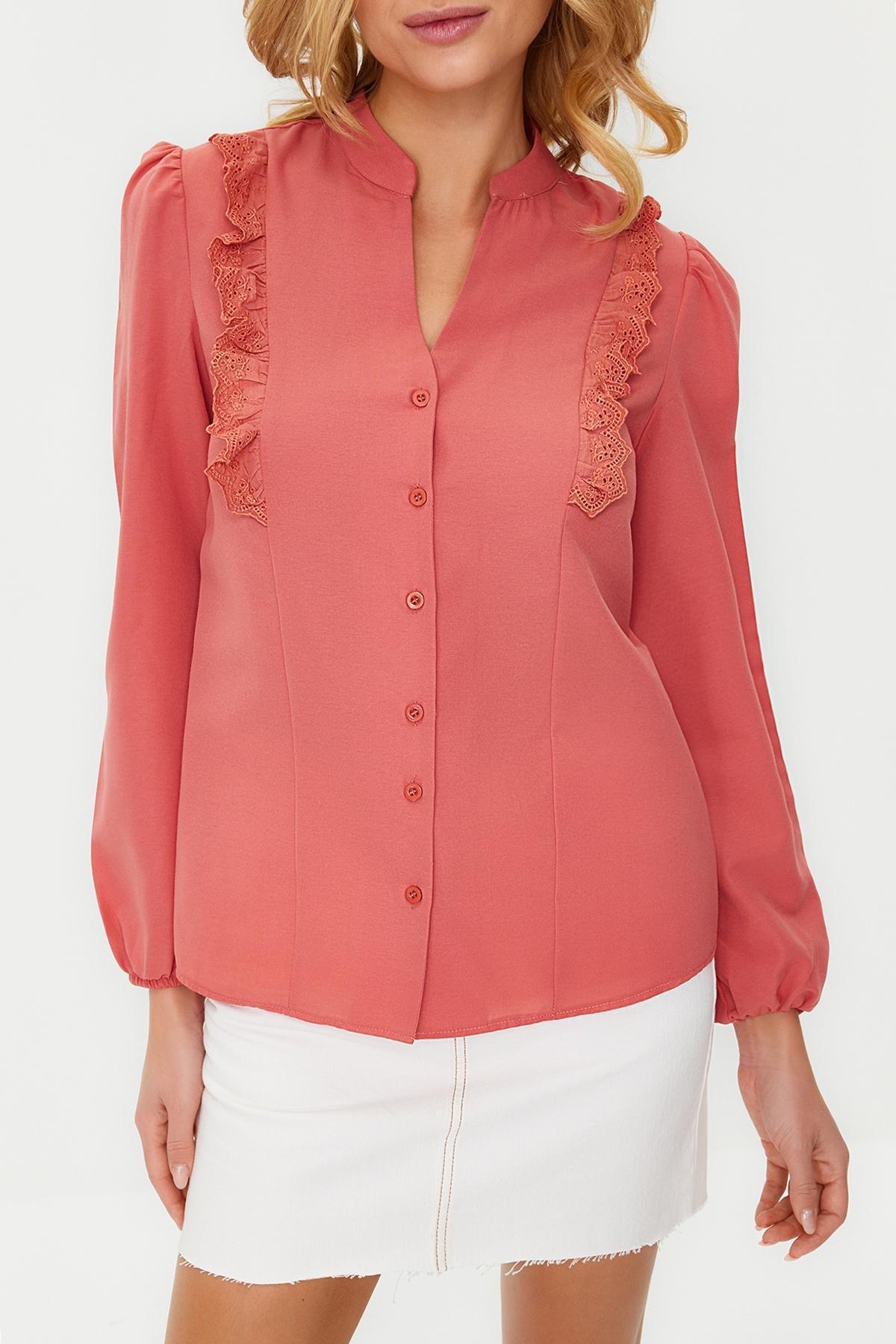 Red Embroidered Detailed Shirt, , large image number 3