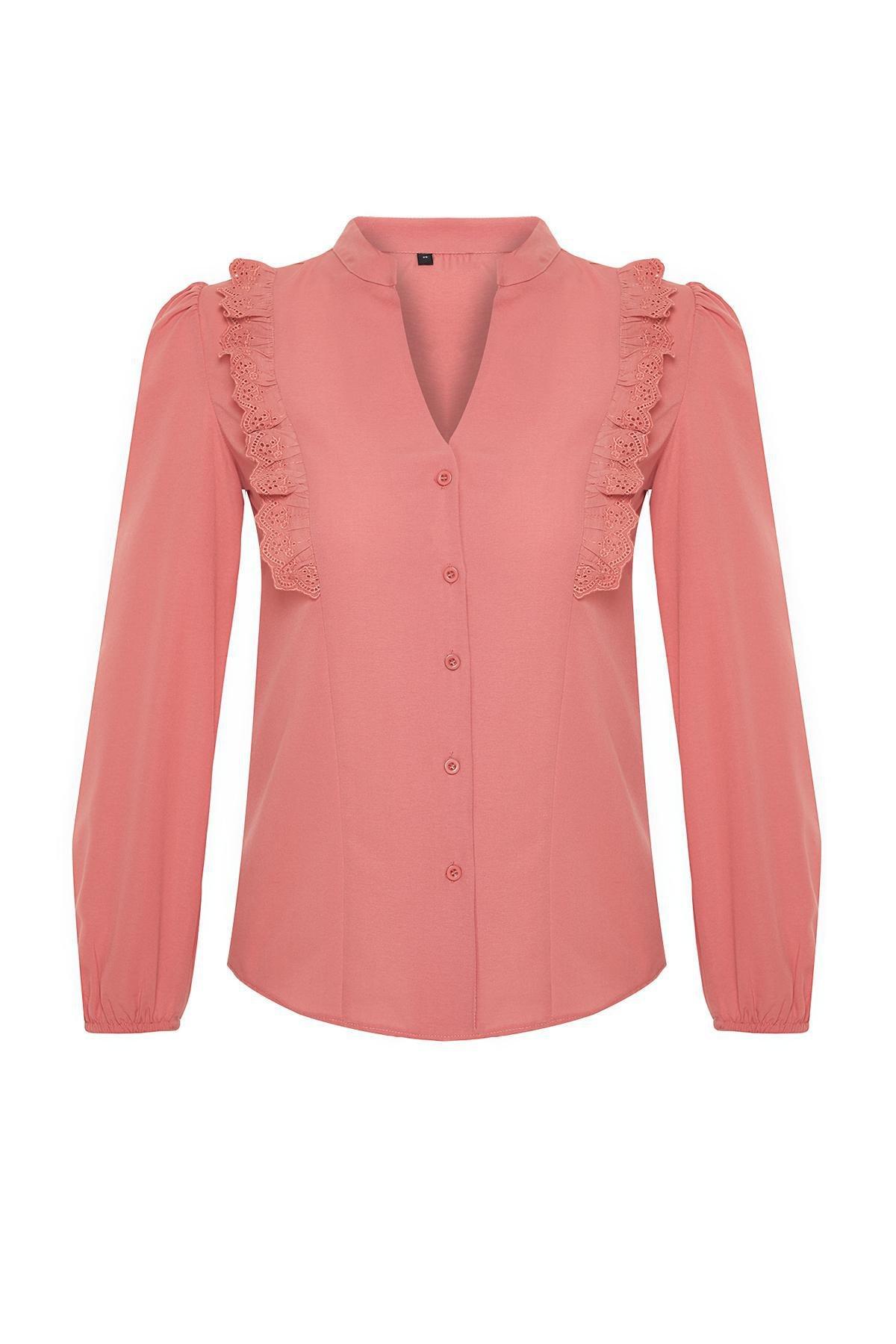 Red Embroidered Detailed Shirt, , large image number 5