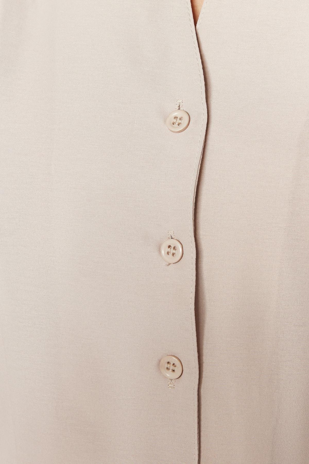 Beige Mandarin Collar Shirt, , large image number 4
