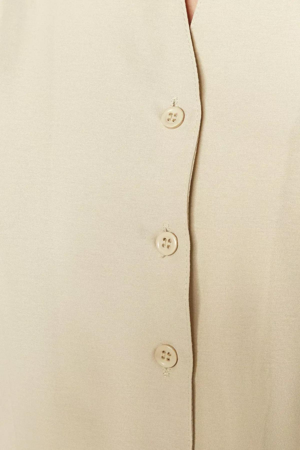 Beige Mandarin Collar Shirt, , large image number 4