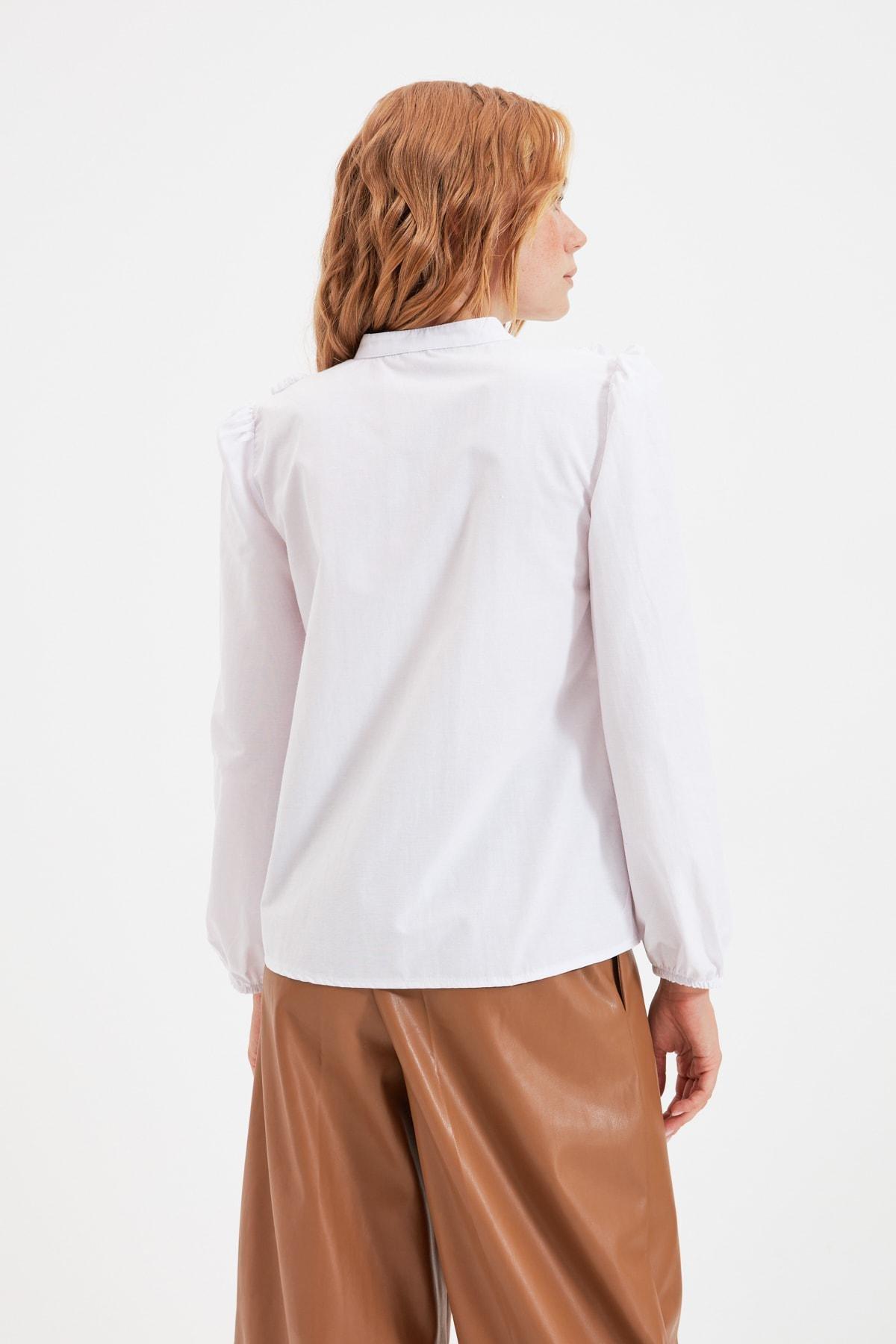 White Mandarin Collar Shirt, , large image number 3