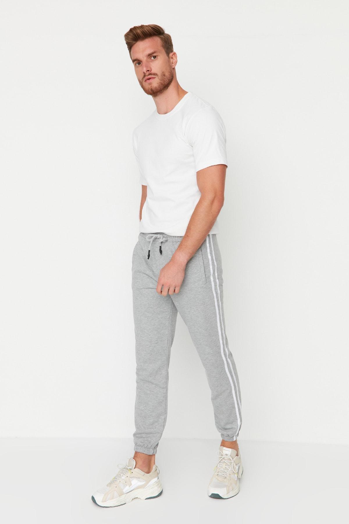 Grey Mid Waist Joggers Sweatpants, Gray, large image number 0