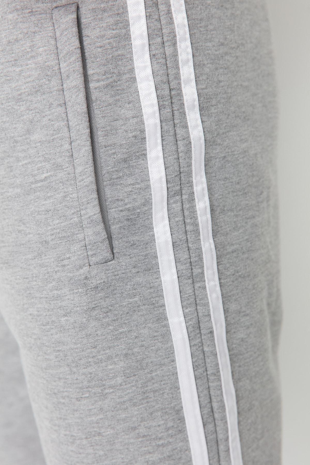Grey Mid Waist Joggers Sweatpants, Gray, large image number 3