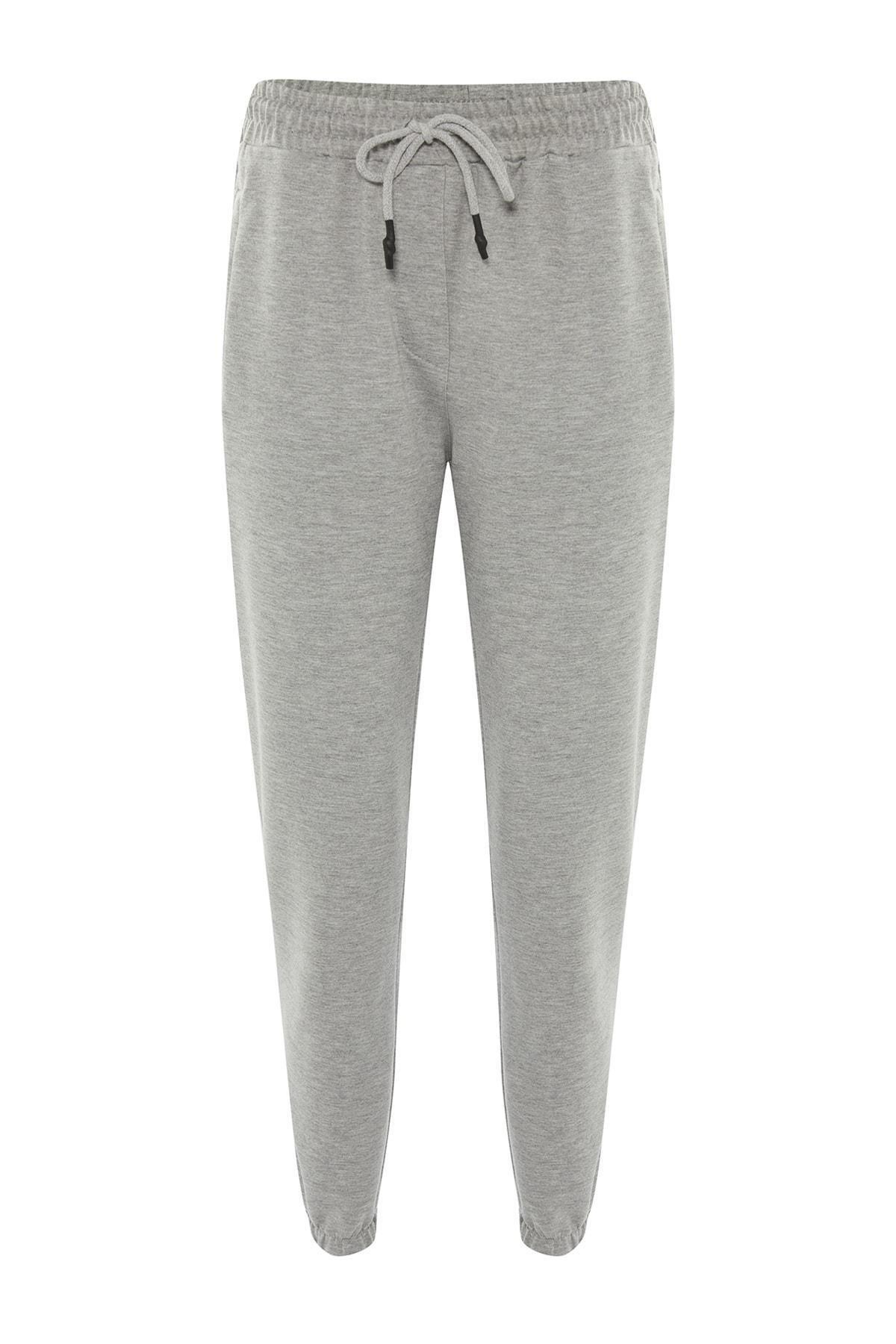 Grey Mid Waist Joggers Sweatpants, Gray, large image number 5