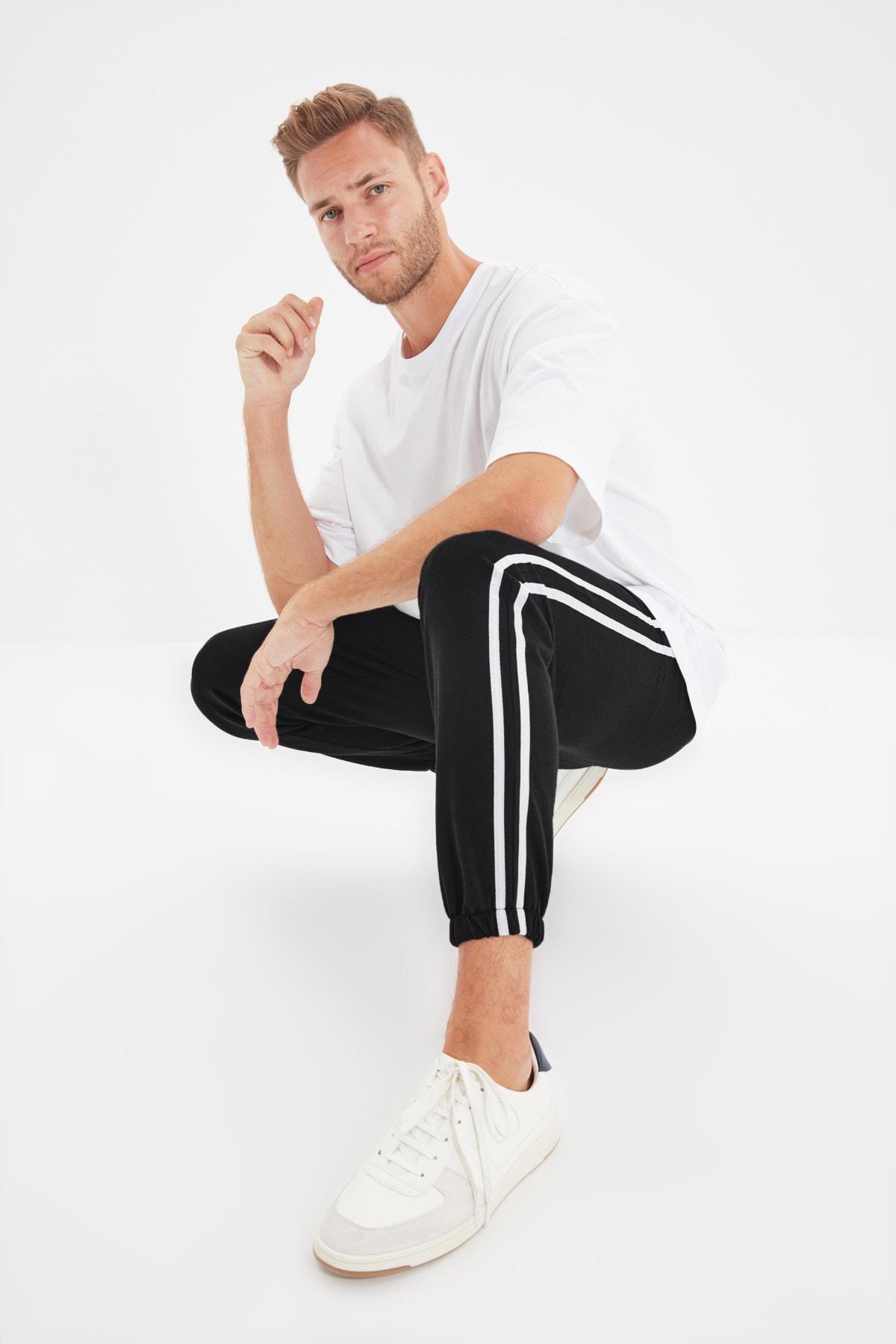 Trendyol - Black Mid Waist Joggers Sweatpants