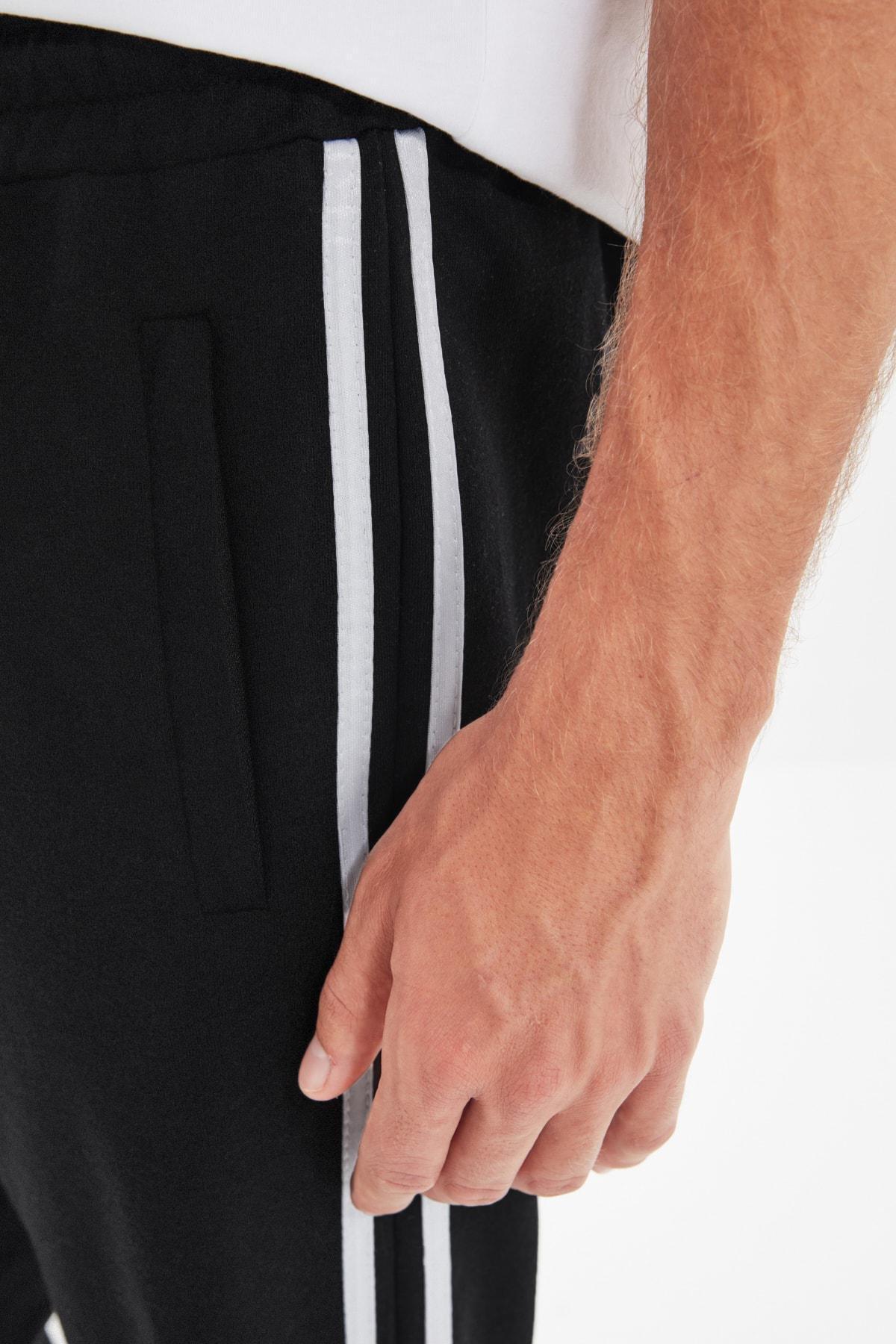 Black Mid Waist Joggers Sweatpants, Black, medium