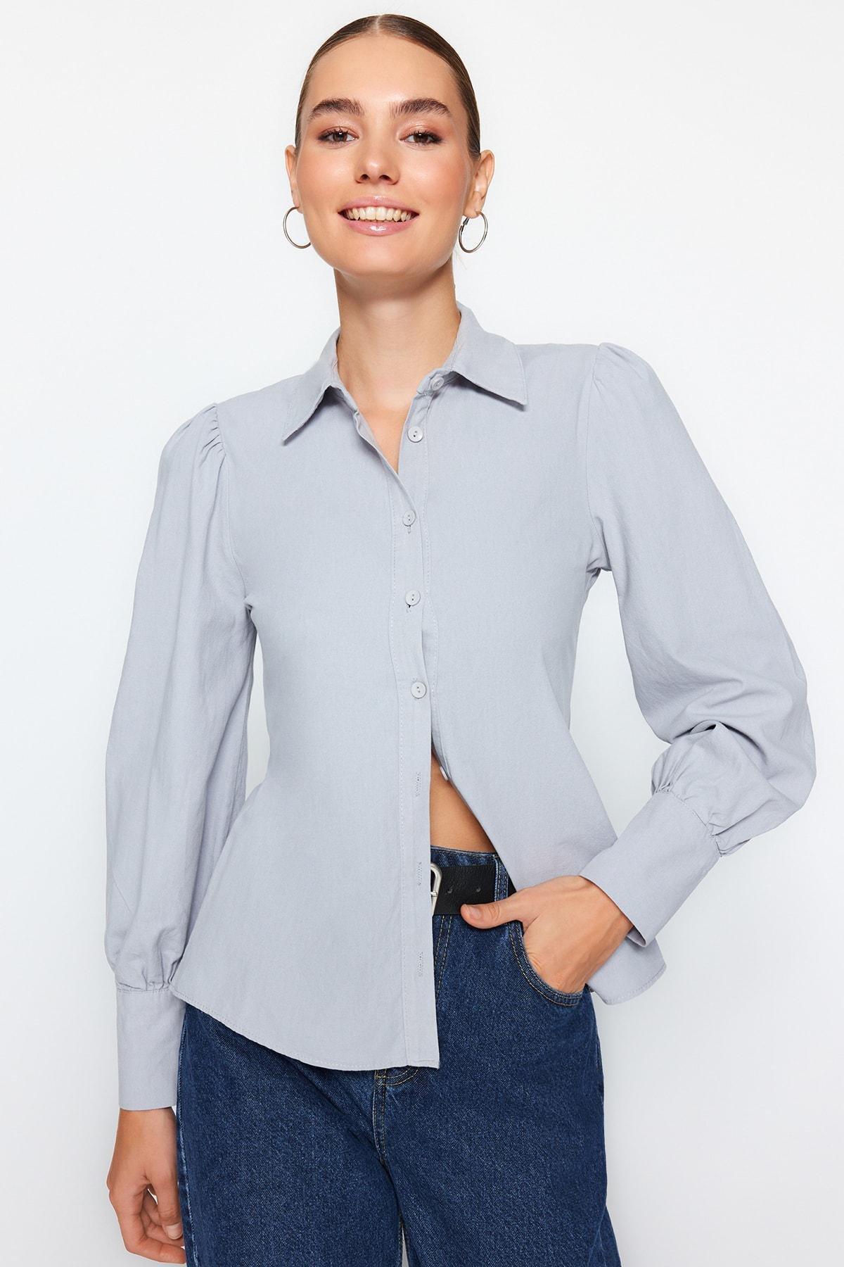 Blue Balloon Sleeve Shirt, , large image number 0