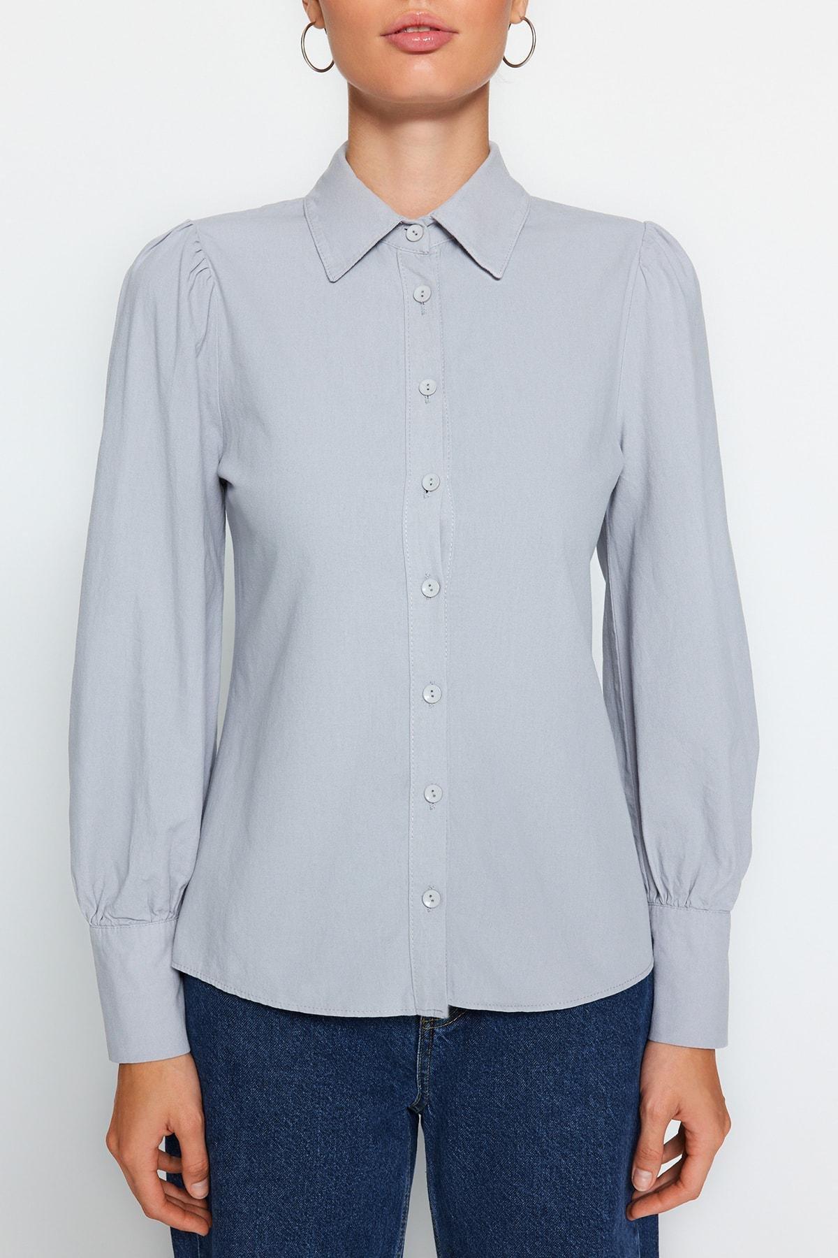 Blue Balloon Sleeve Shirt, , large image number 3