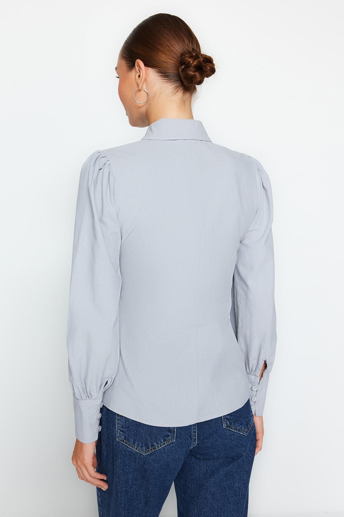 Blue Balloon Sleeve Shirt, , large image number 4