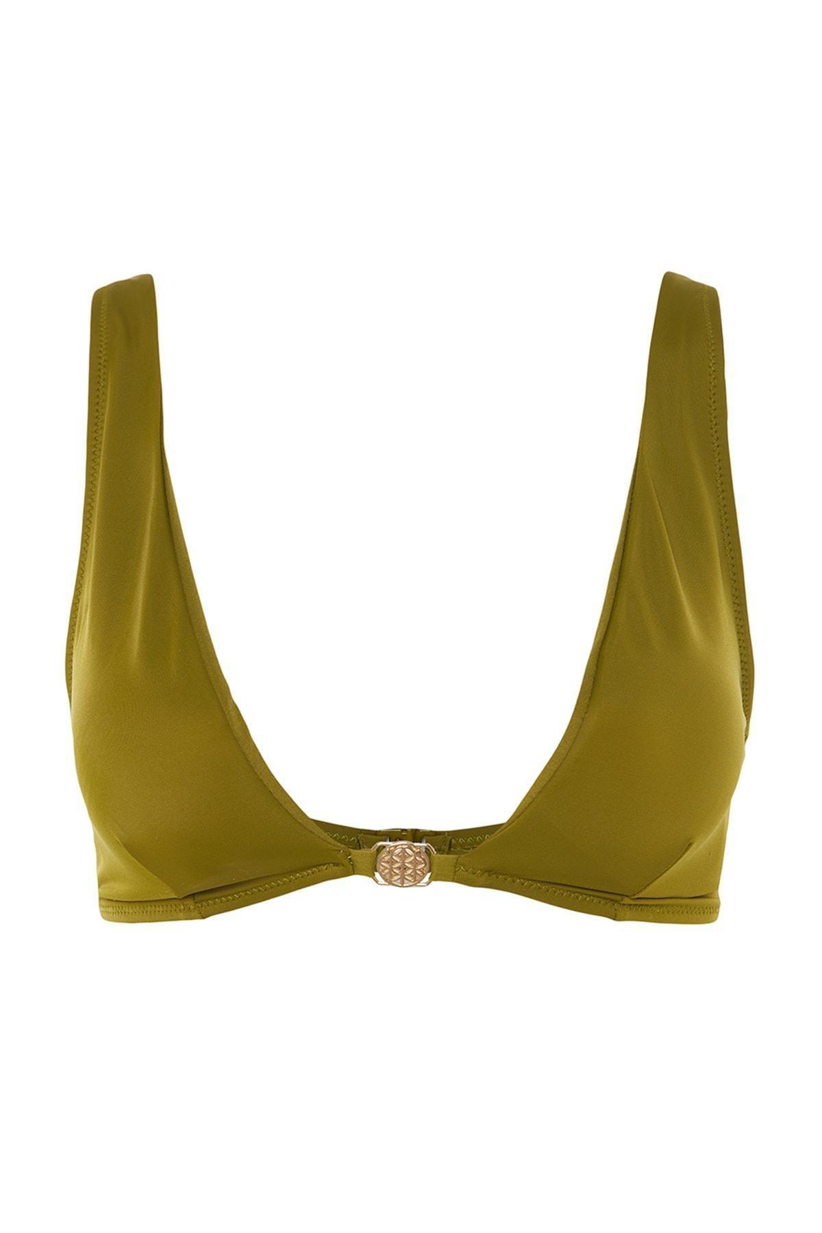 Green Plain Bikini Top, Green, large image number 5