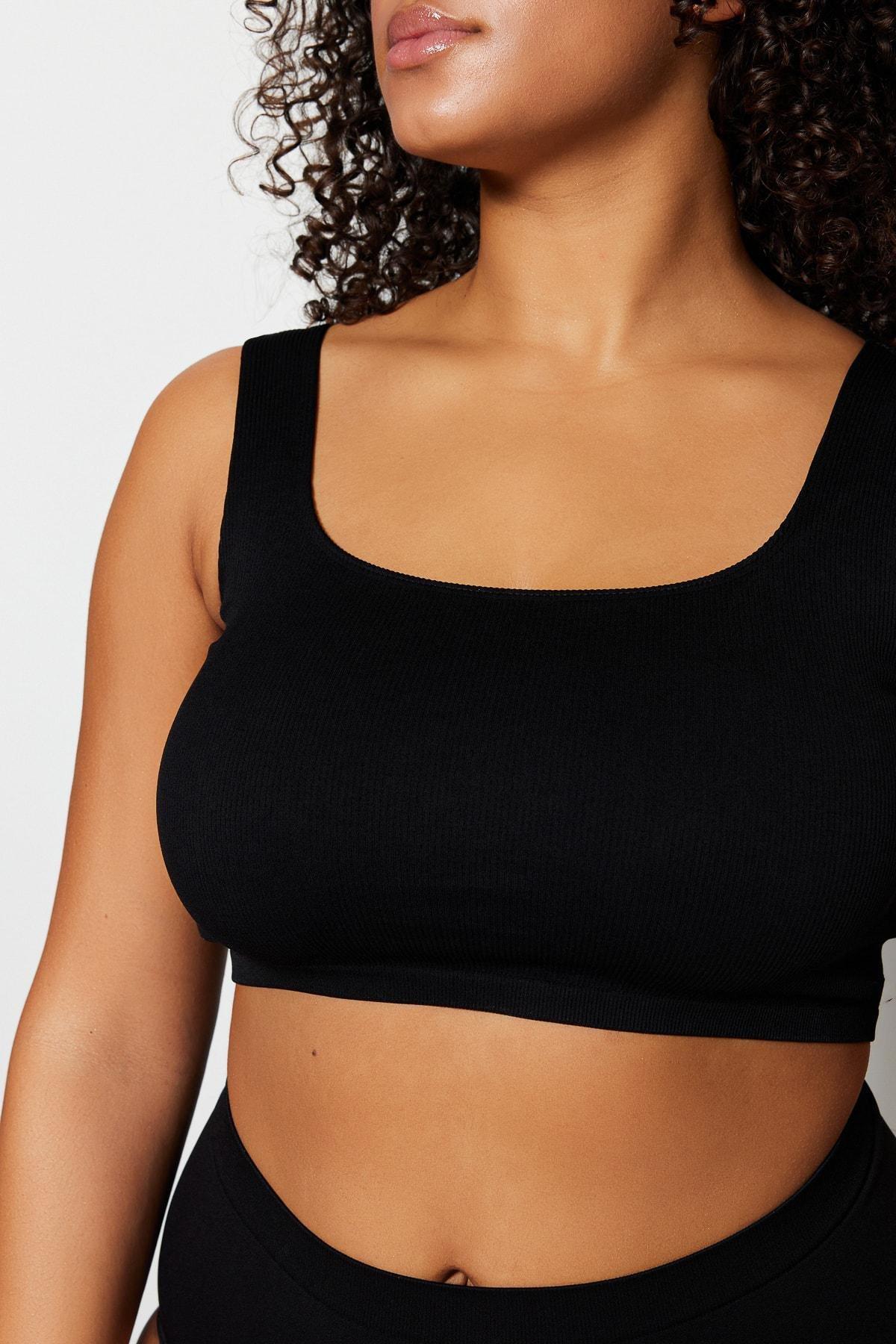 Black U-Neck Plus Size Bra, , large image number 2