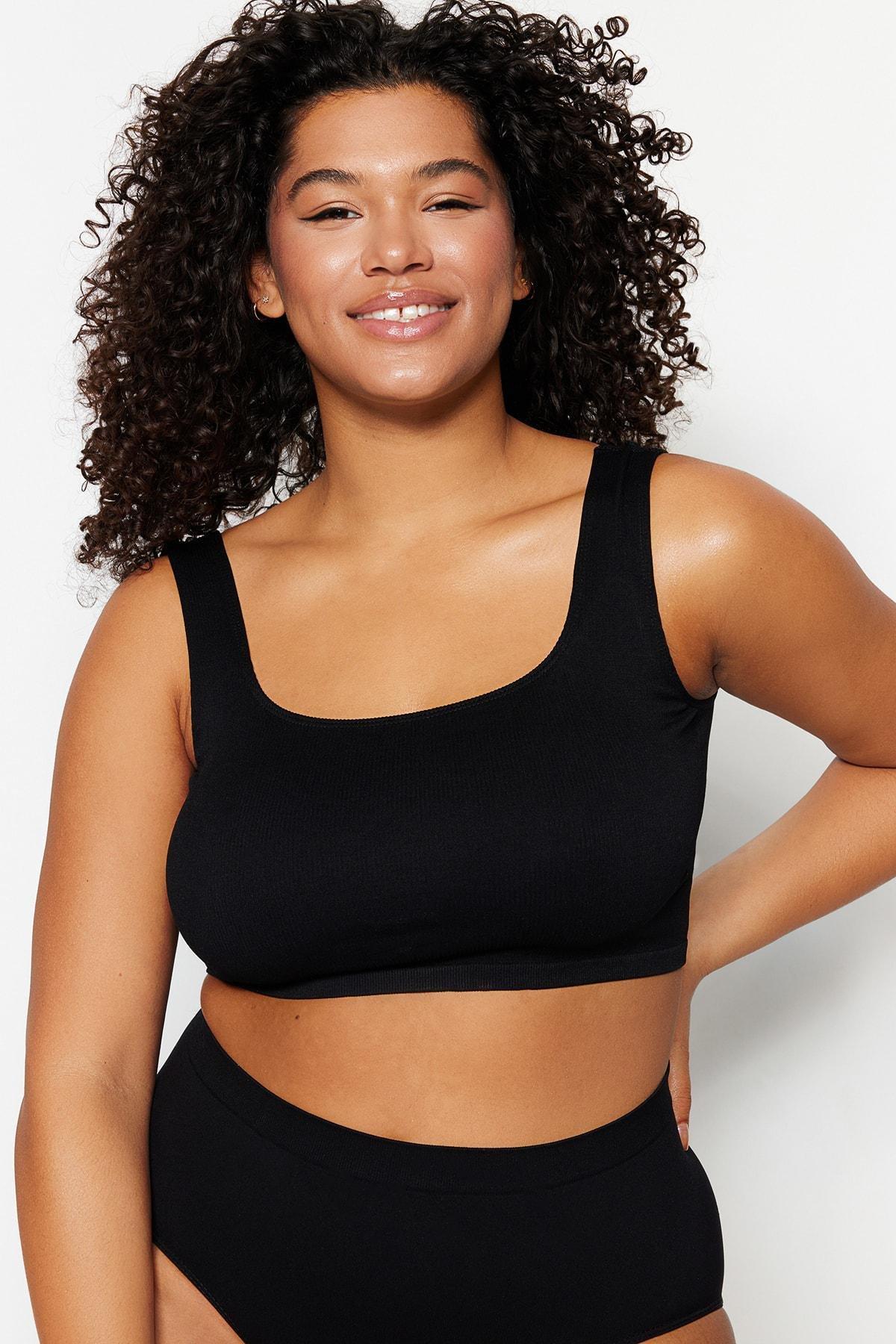 Black U-Neck Plus Size Bra, , large image number 3