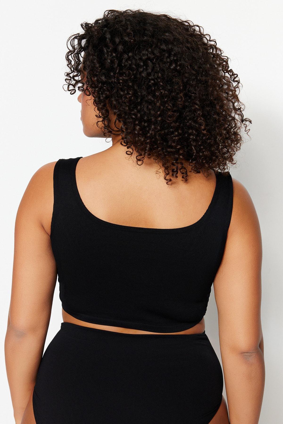 Black U-Neck Plus Size Bra, , large image number 4