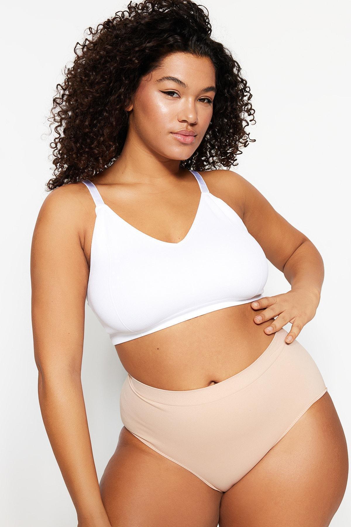 White High Straps Plus Size Bra, , large image number 0