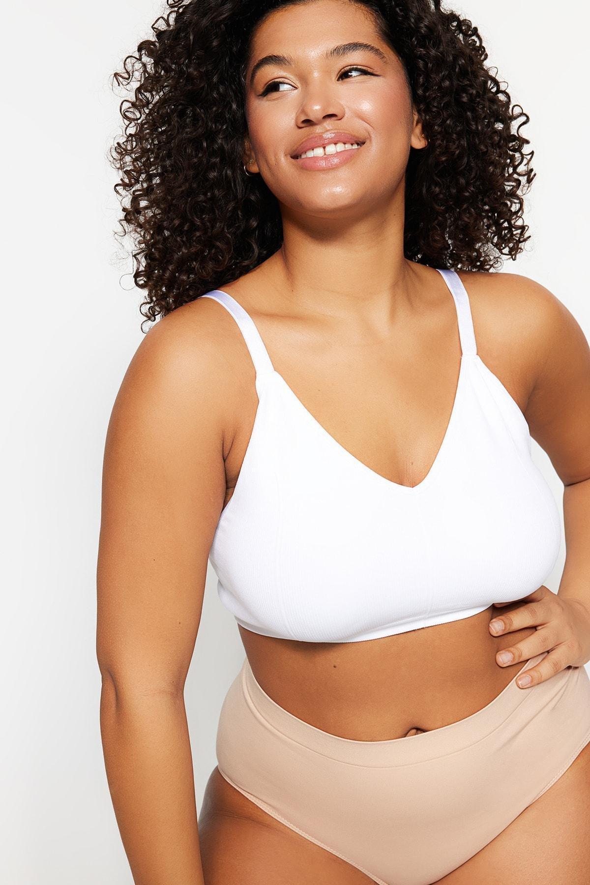 White High Straps Plus Size Bra, , large image number 1