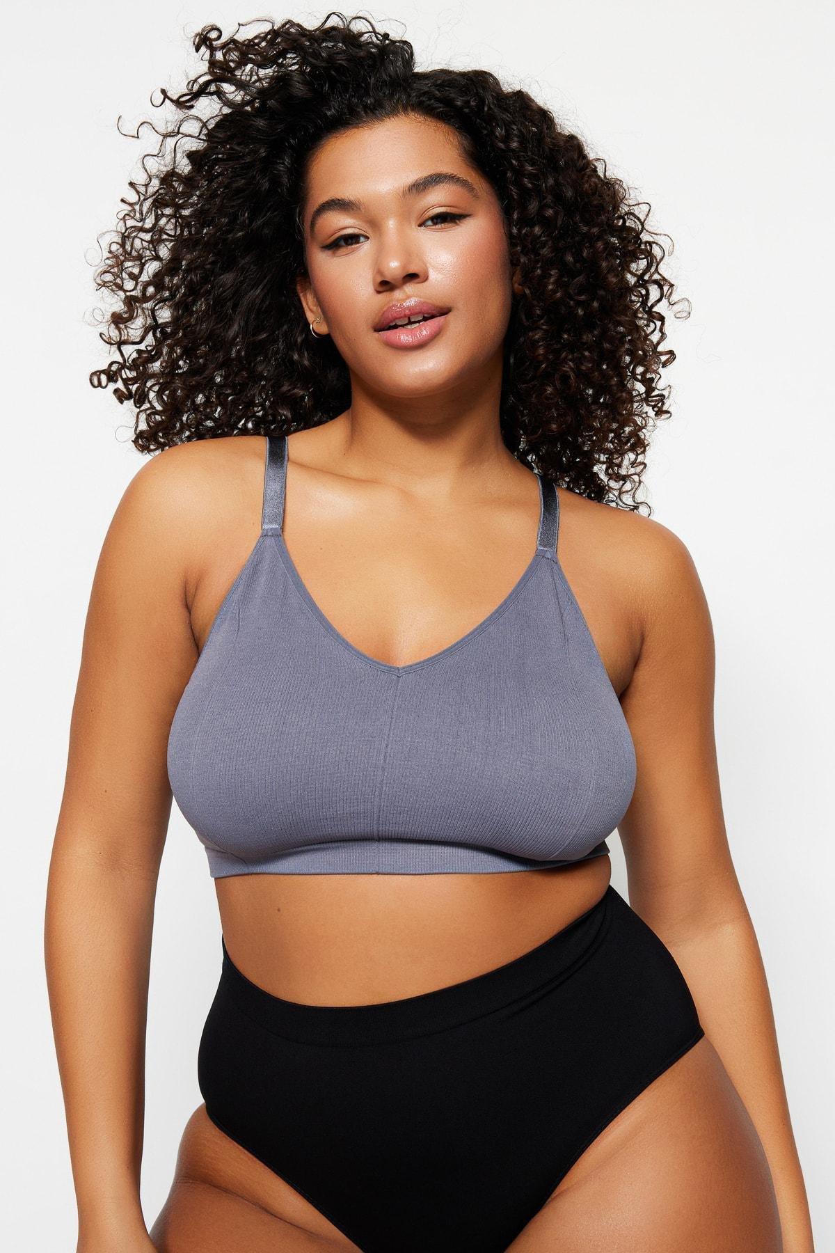 Gray High Straps Plus Size Bra, , large image number 3
