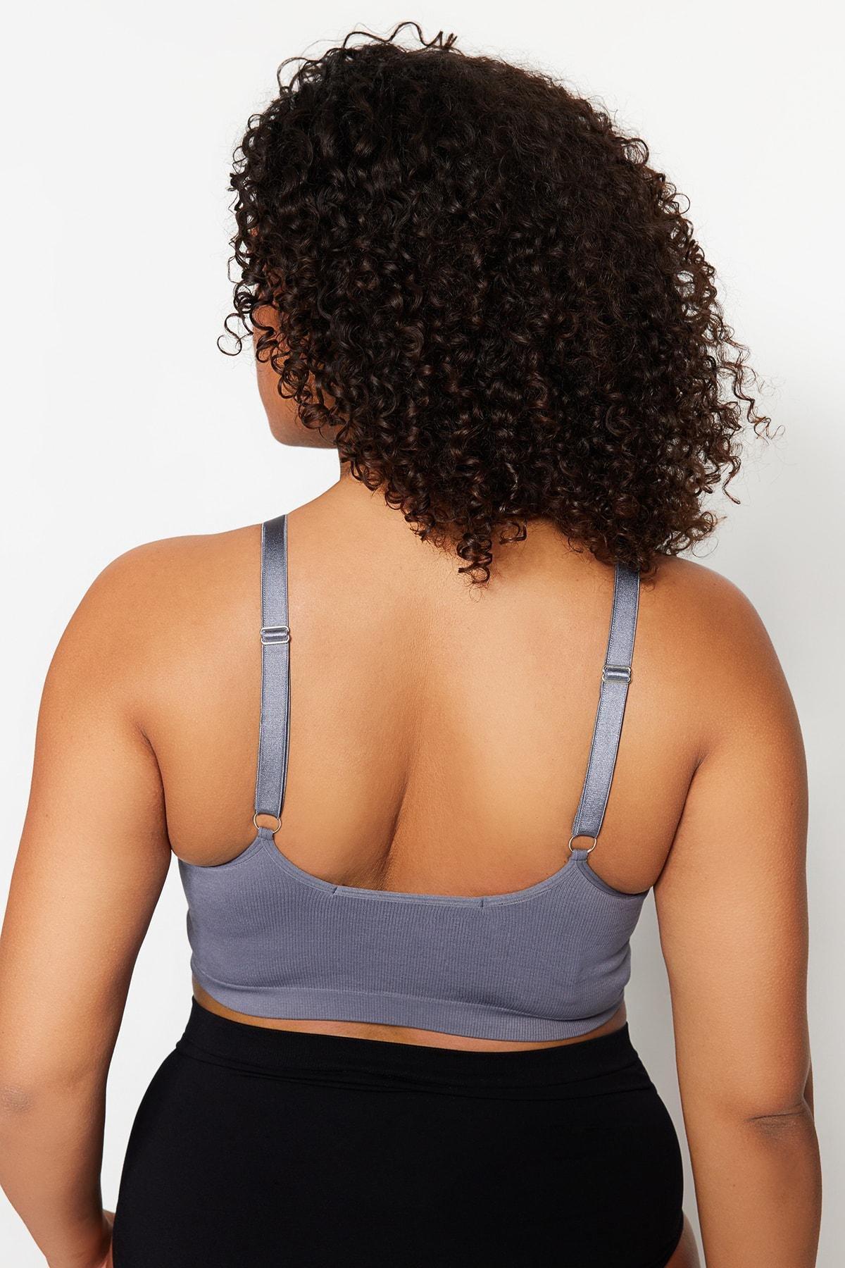 Gray High Straps Plus Size Bra, , large image number 4