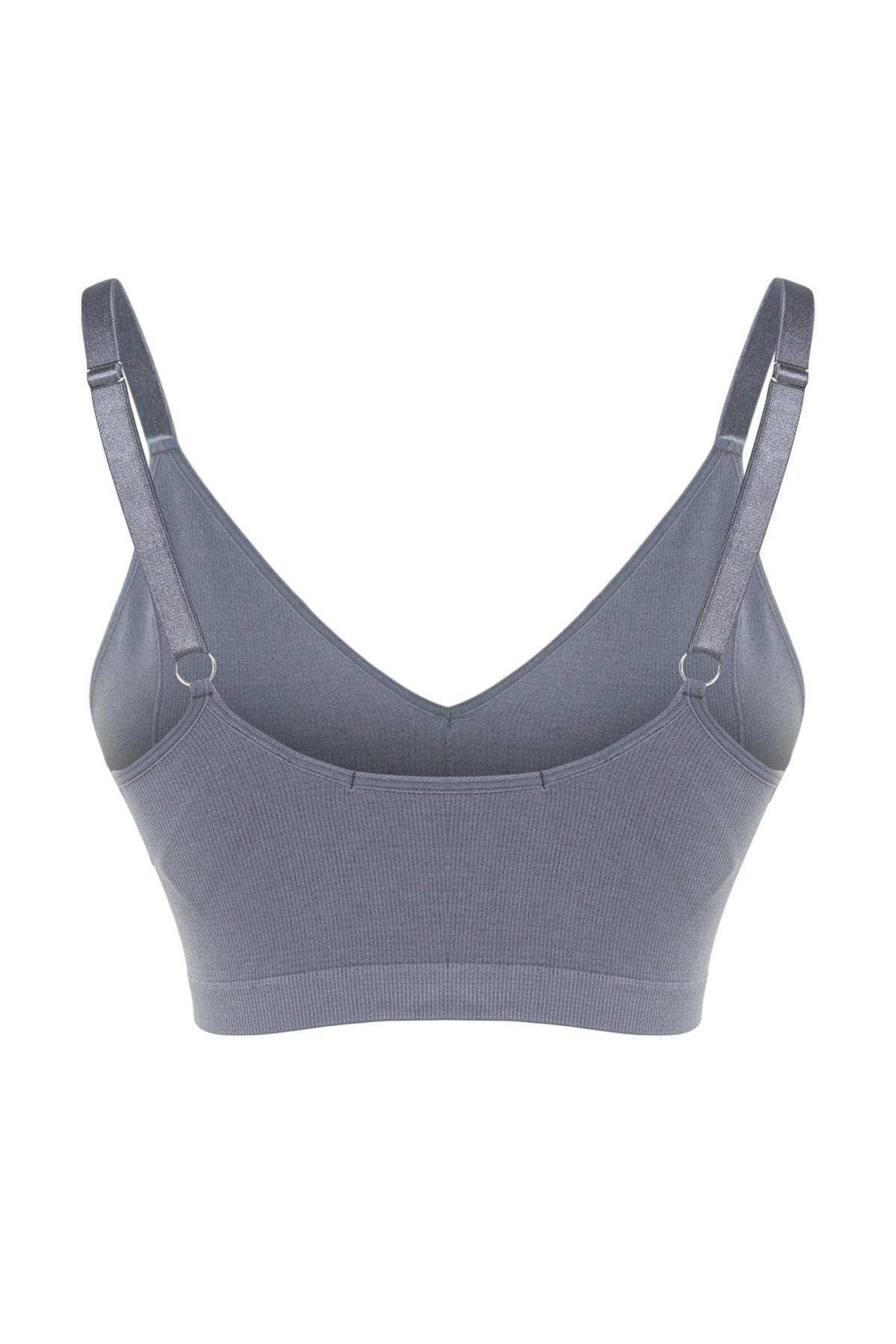 Gray High Straps Plus Size Bra, , large image number 5