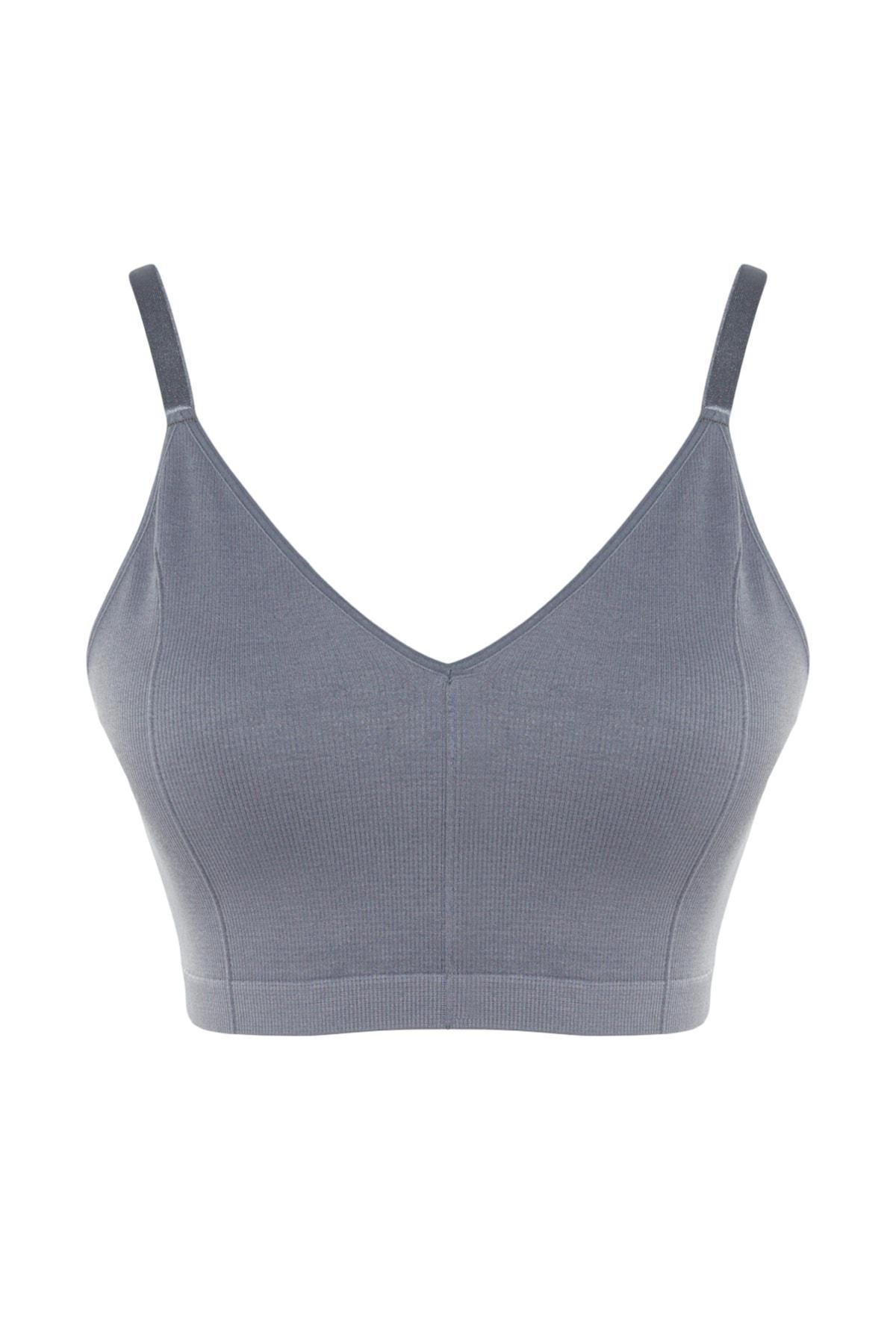 Gray High Straps Plus Size Bra, , large image number 6