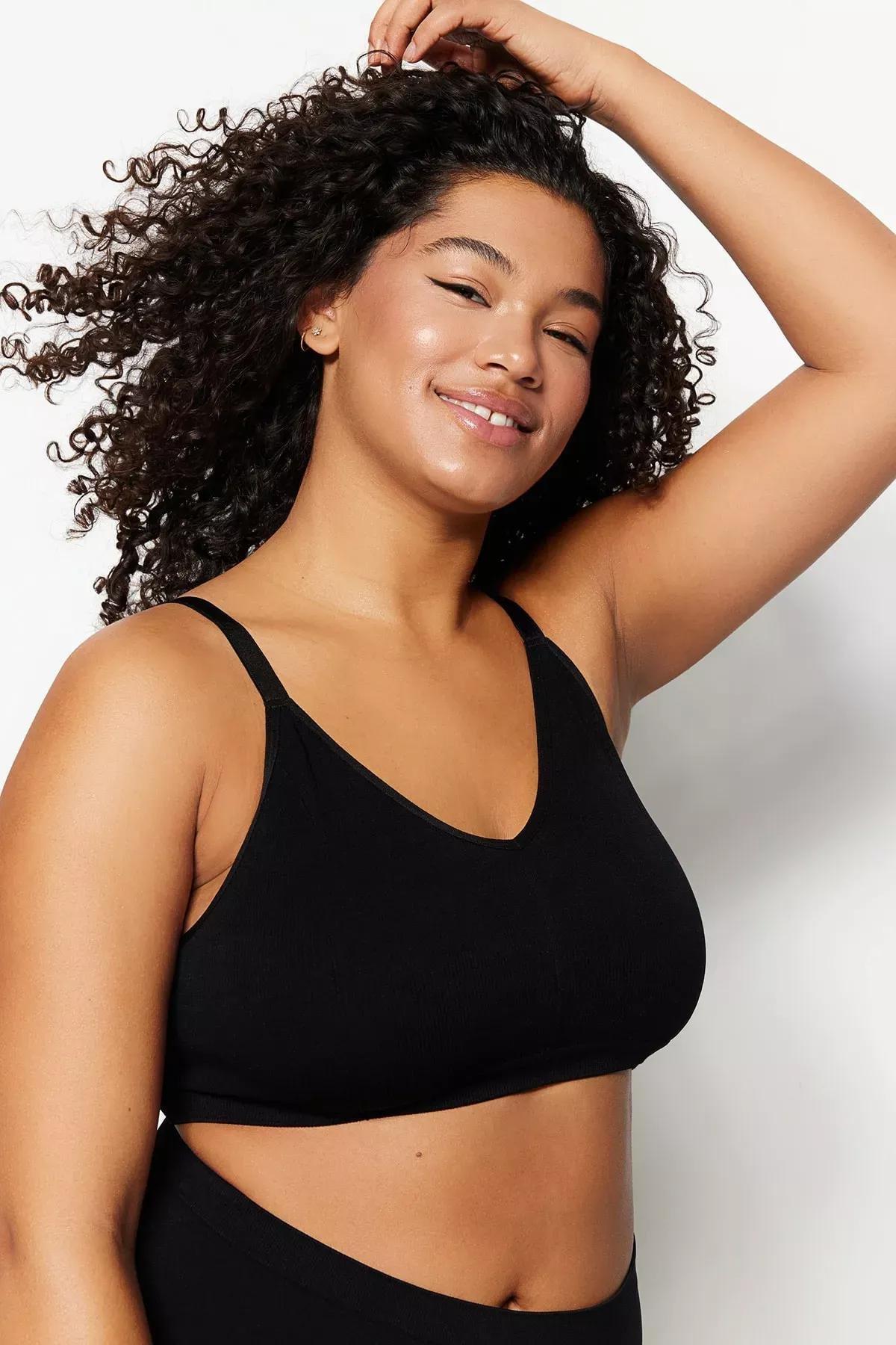 Black Plus Size Bra, Black, medium