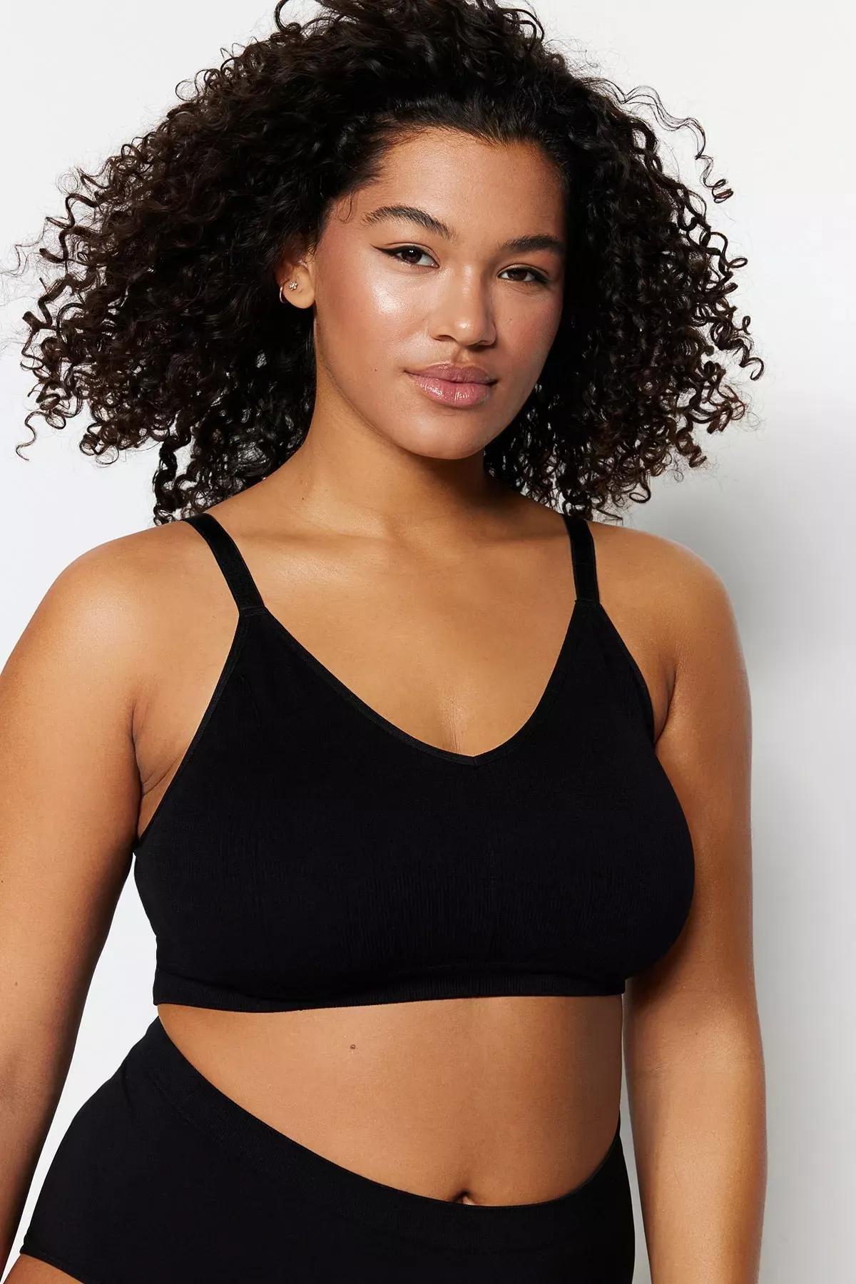 Black Plus Size Bra, Black, medium