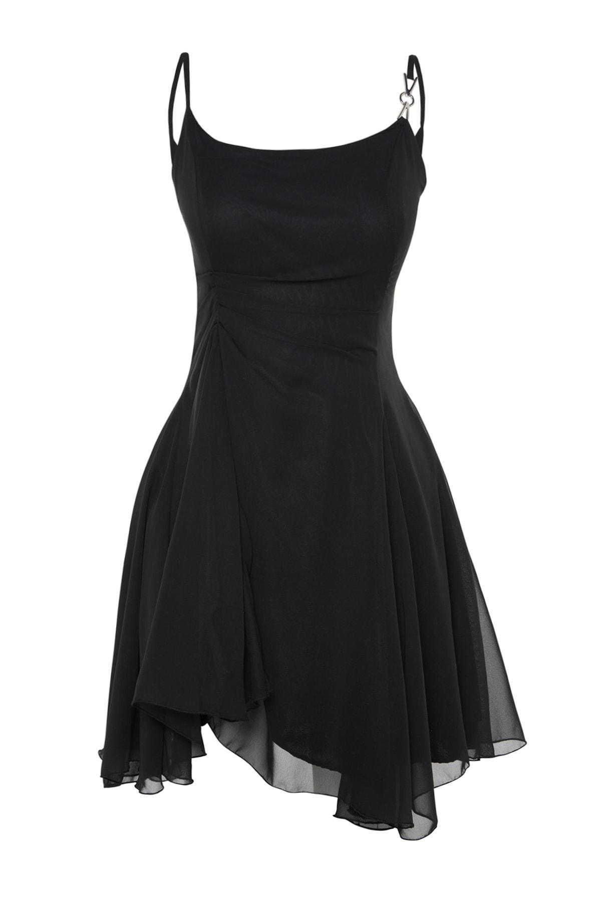 Black Square Collar Skater Dress, , large image number 5