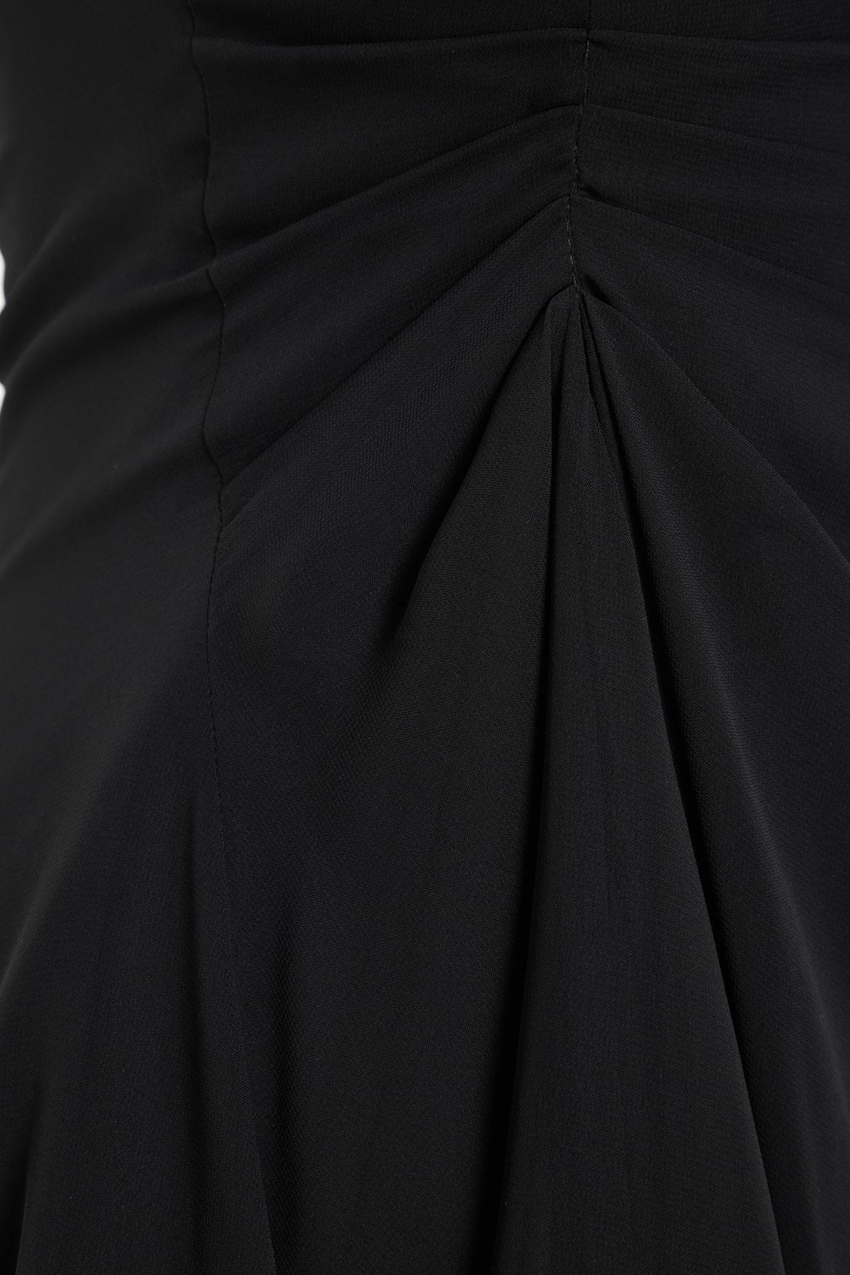 Black Square Collar Skater Dress, , large image number 6