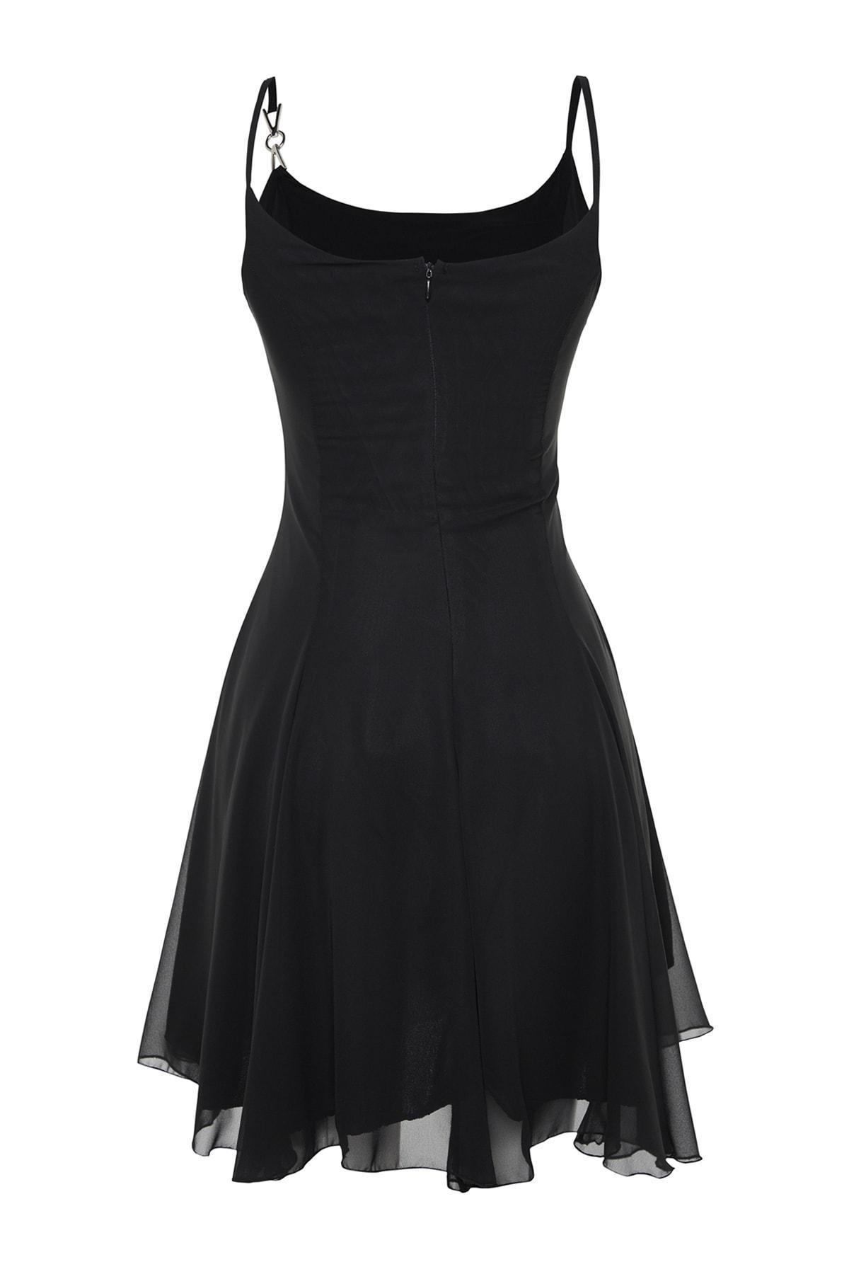 Black Square Collar Skater Dress, , large image number 7