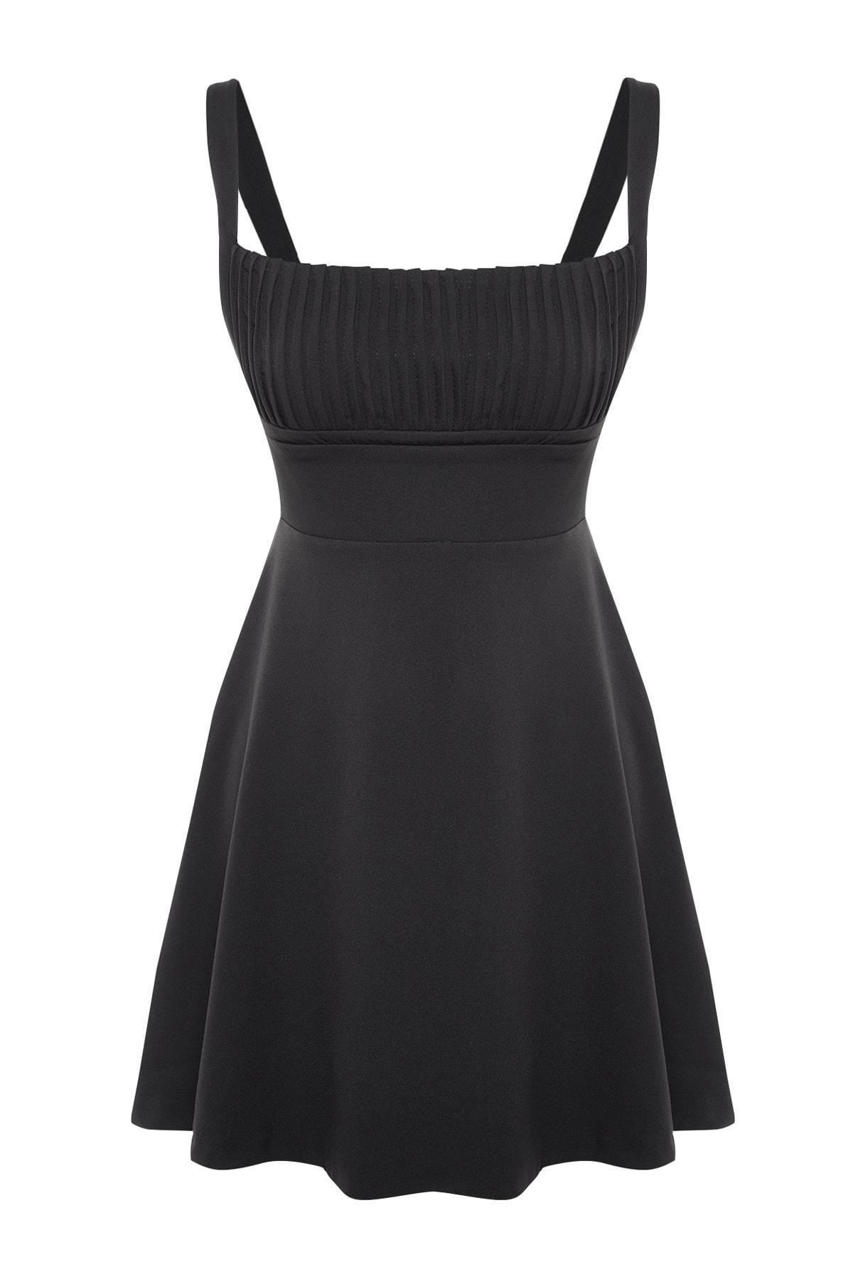 Black Skater Square Collar Dress, , large image number 5