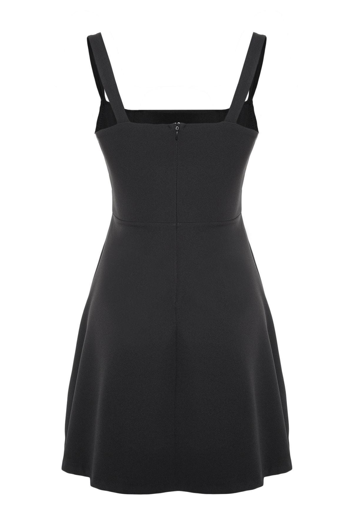 Black Skater Square Collar Dress, , large image number 7