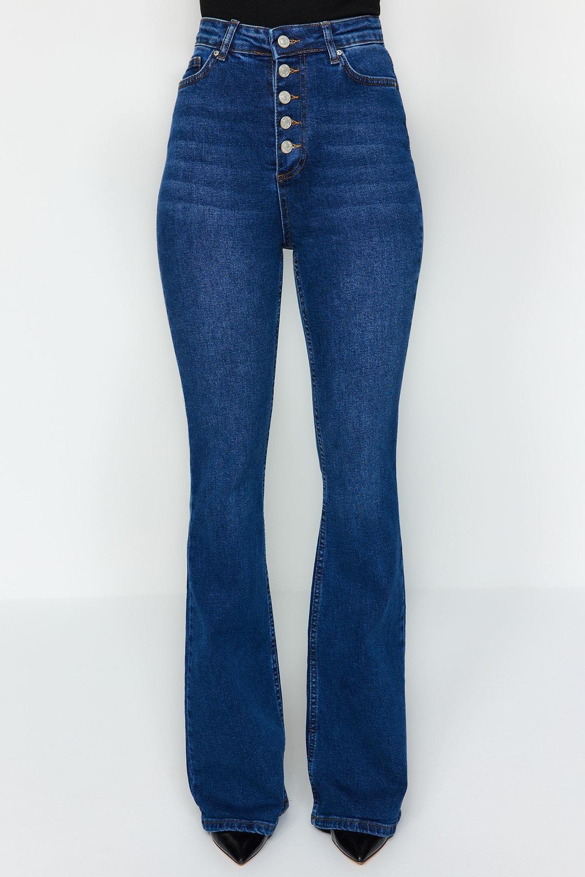 Blue High Waist Bootcut Jeans, , large image number 3