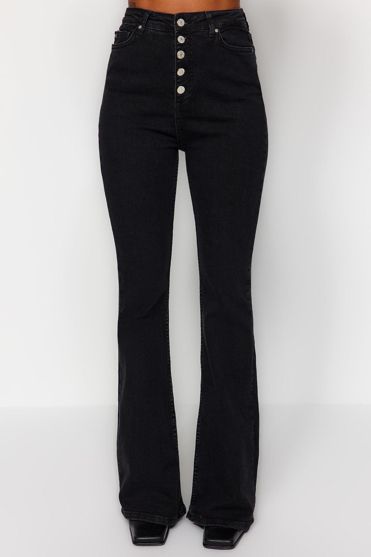 Black High Waist Bootcut Jeans, , large image number 4