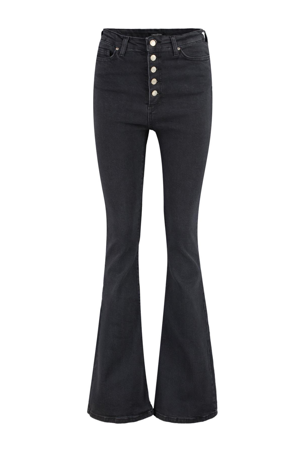 Black High Waist Bootcut Jeans, , large image number 5