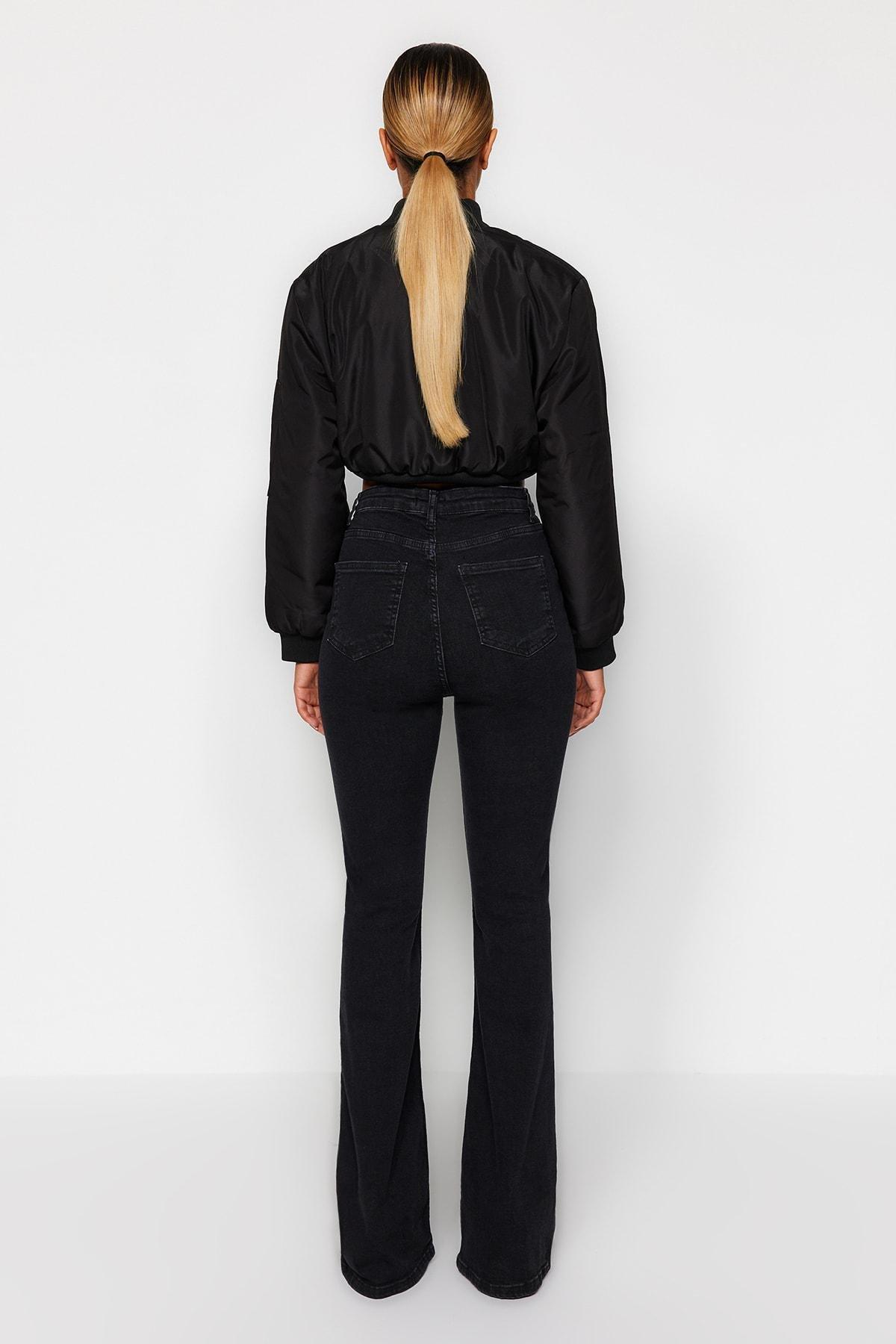 Black High Waist Bootcut Jeans, , large image number 7