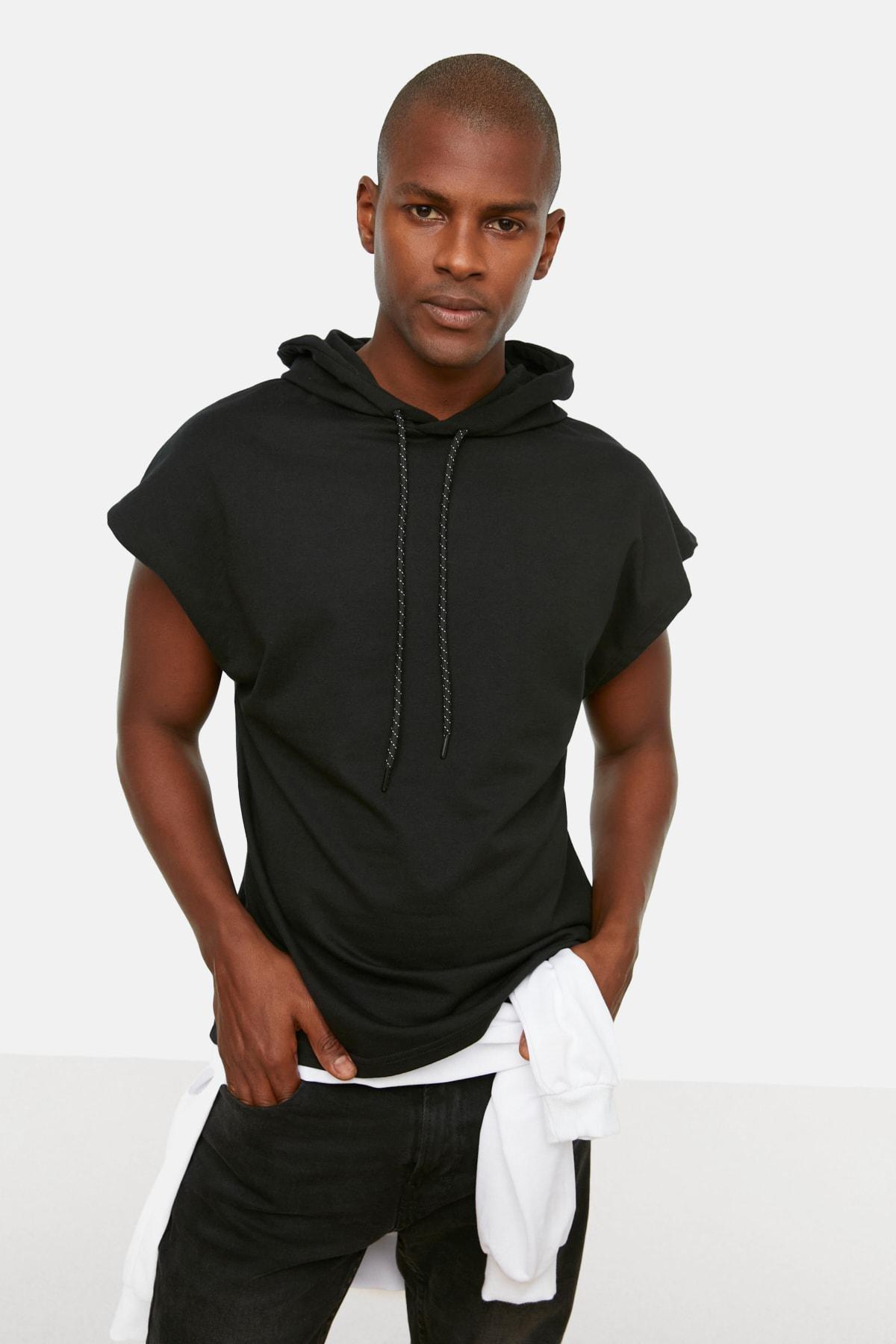 Black Oversize Hooded Sweatshirt, , large image number 0