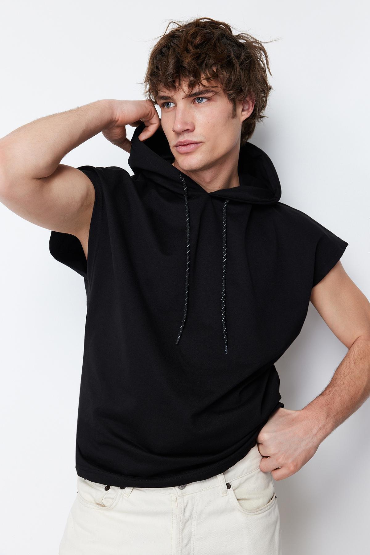 Black Oversize Hooded Sweatshirt, , large image number 3