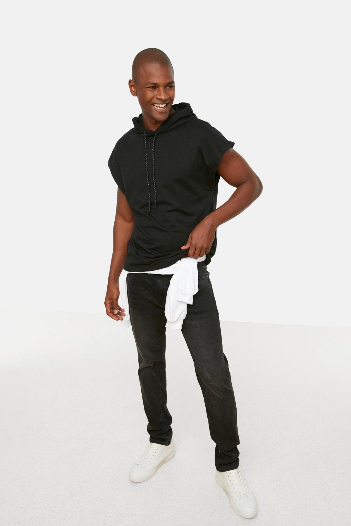 Black Oversize Hooded Sweatshirt, , large image number 4
